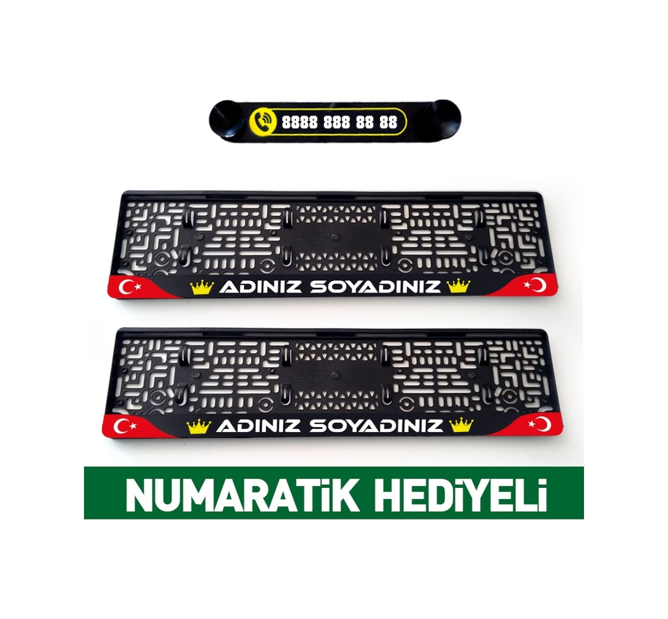 Kişiye Özel Plakalık 2 Adet + Numaratik Numaratör