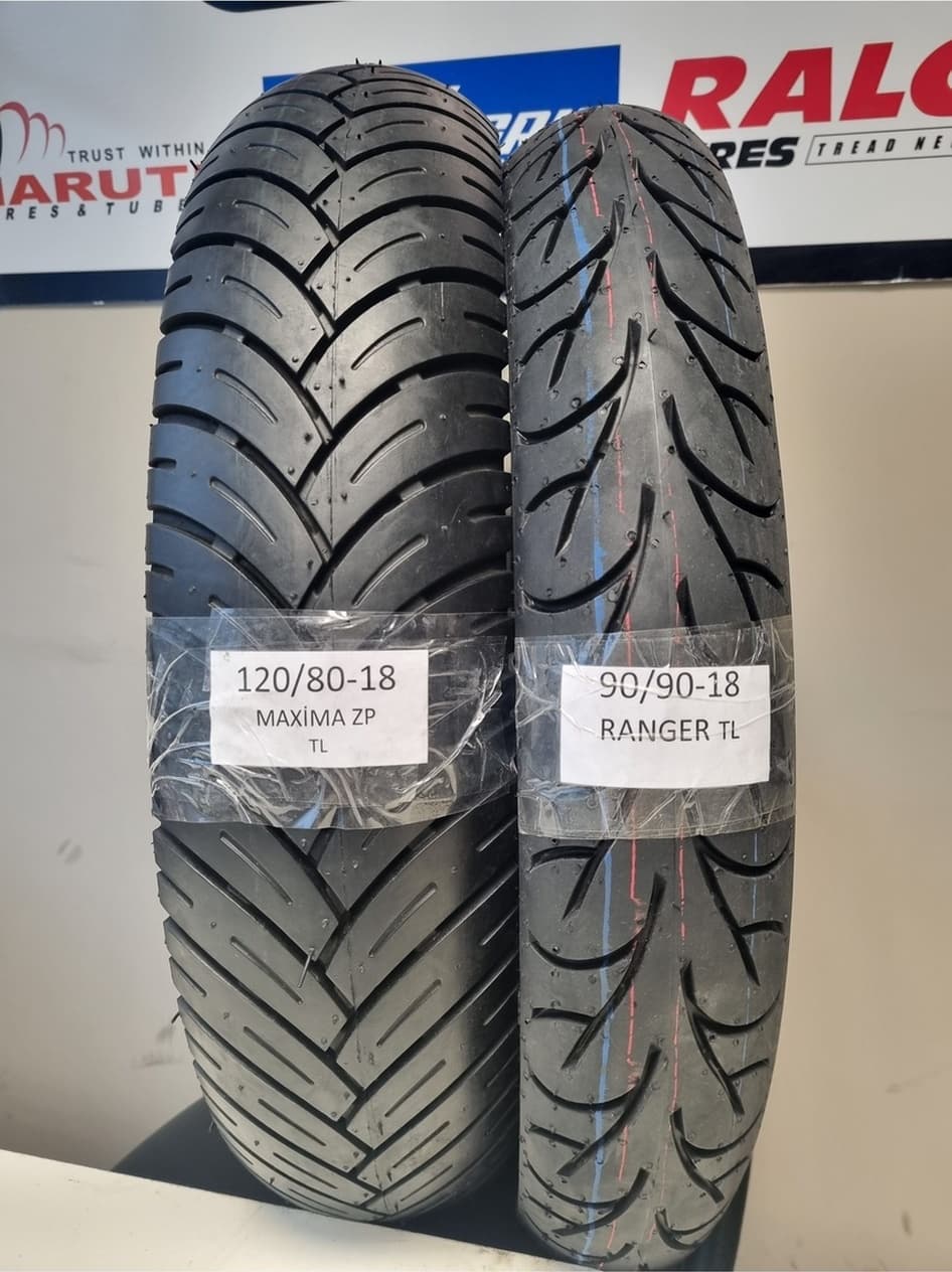 120/80-18 Ve 90/90-18 Motosiklet Lastik Takımı Tl Tubeless - Dubleks
