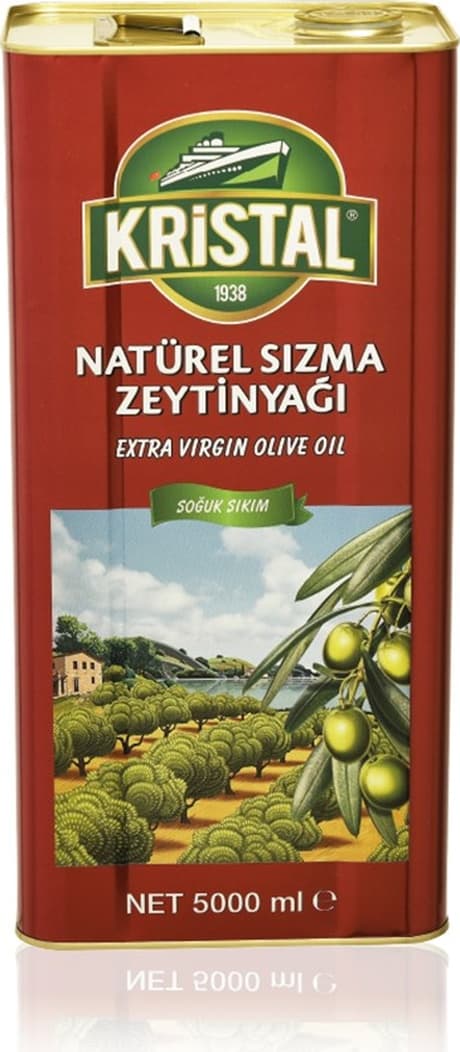 Kristal Natürel Sızma Zeytinyağı Dolgun Güçlü Lezzet 5 Litre Teneke