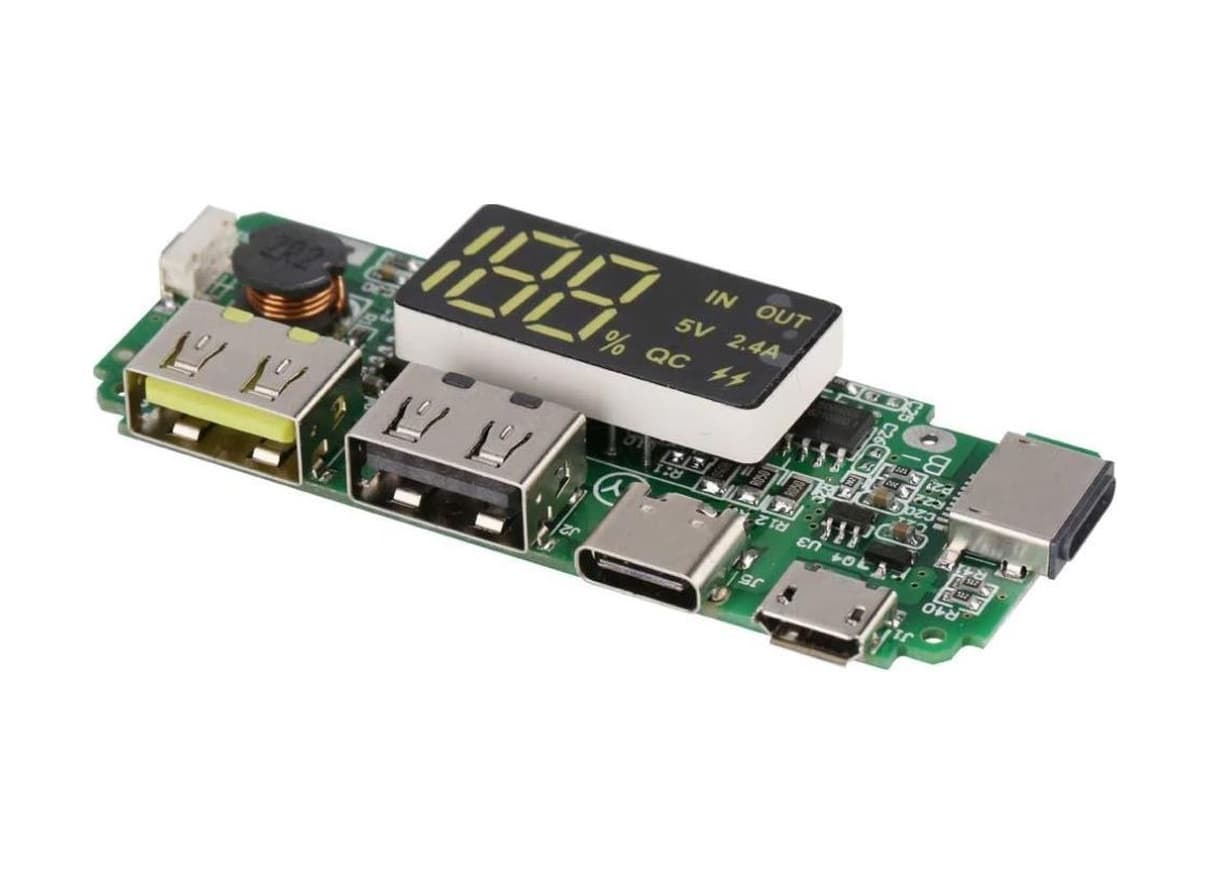 Çift Usb 5V 2.4A Led'Li Micro Type-C Powerbank Modülü