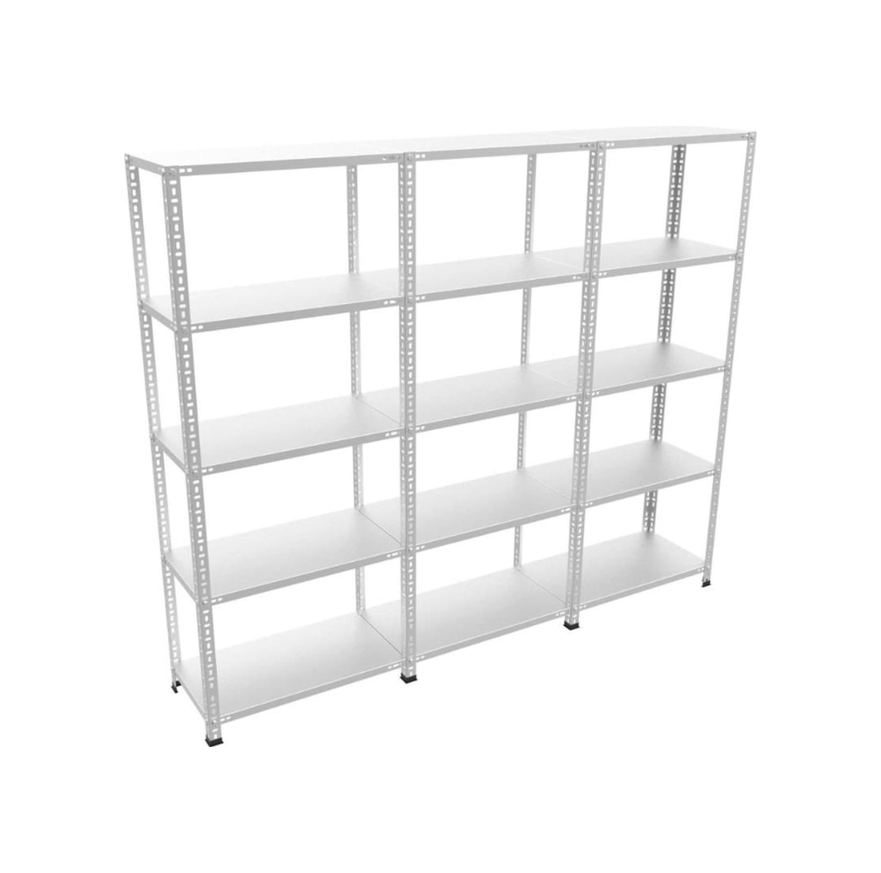 Raf Burada 5 Katlı 3'lü Galvaniz Çelik Raf - Depo, Arşiv, Kiler, Dosya, Market Rafı-43x93x200 cm- 0.70 mm
