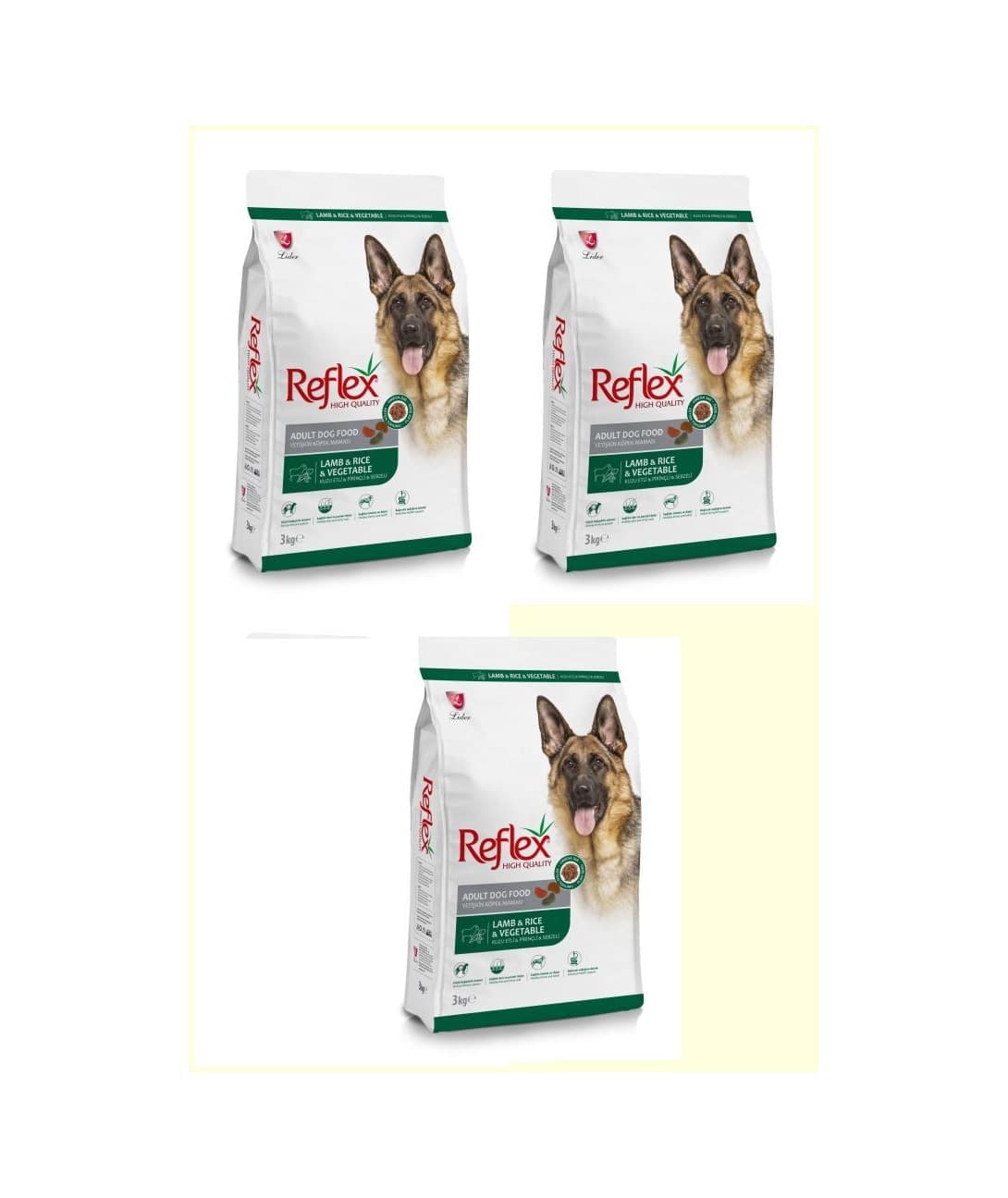 Reflex Kuzulu Pirinçli ve Sebzeli Yüksek Kaliteli Köpek Maması 3 x 3 KG