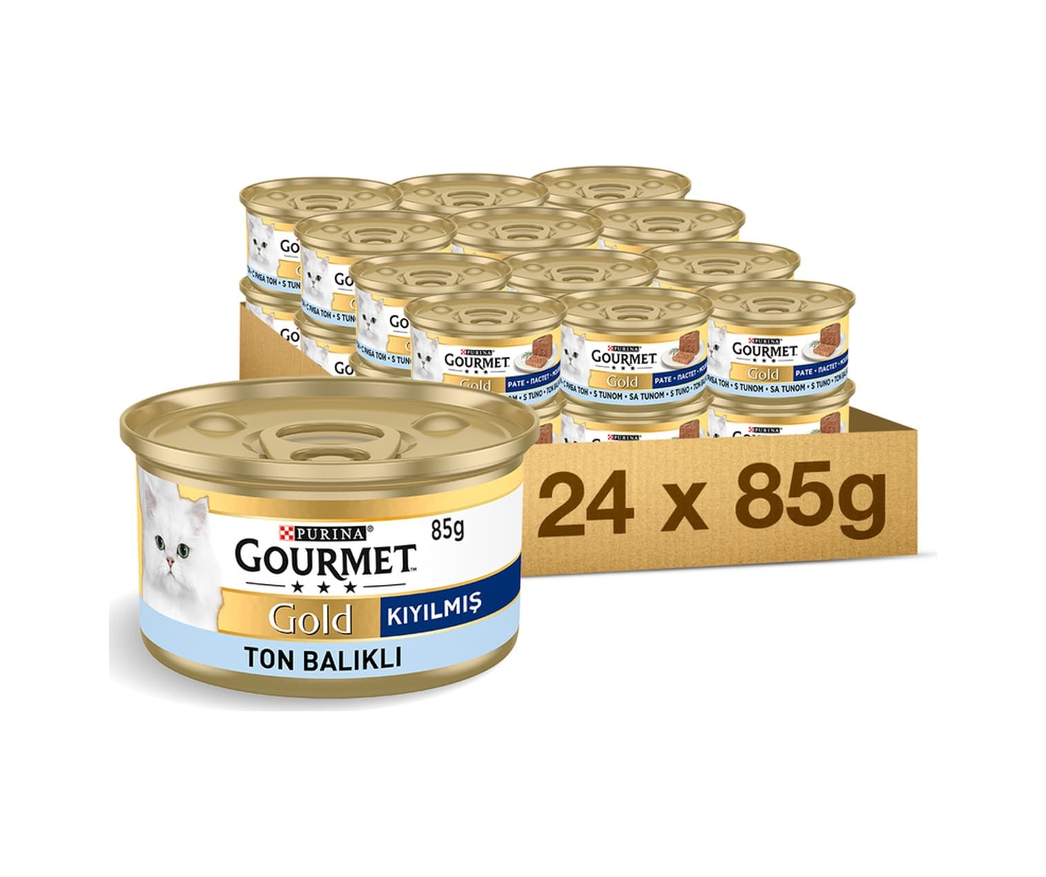 Gourmet Gold Kıyılmış Ton Balıklı Konserve Yetişkin Kedi Maması 24 x 85 G