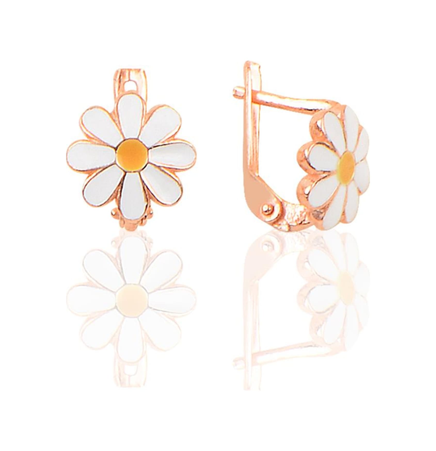 Gümüş Rose Kaplama Papatya Modeli Küpe