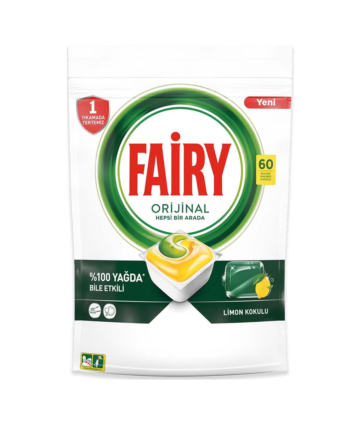 Fairy Hepsi Bir Arada Limon Kokulu Bulaşık Makinesi Deterjanı 60 Tablet