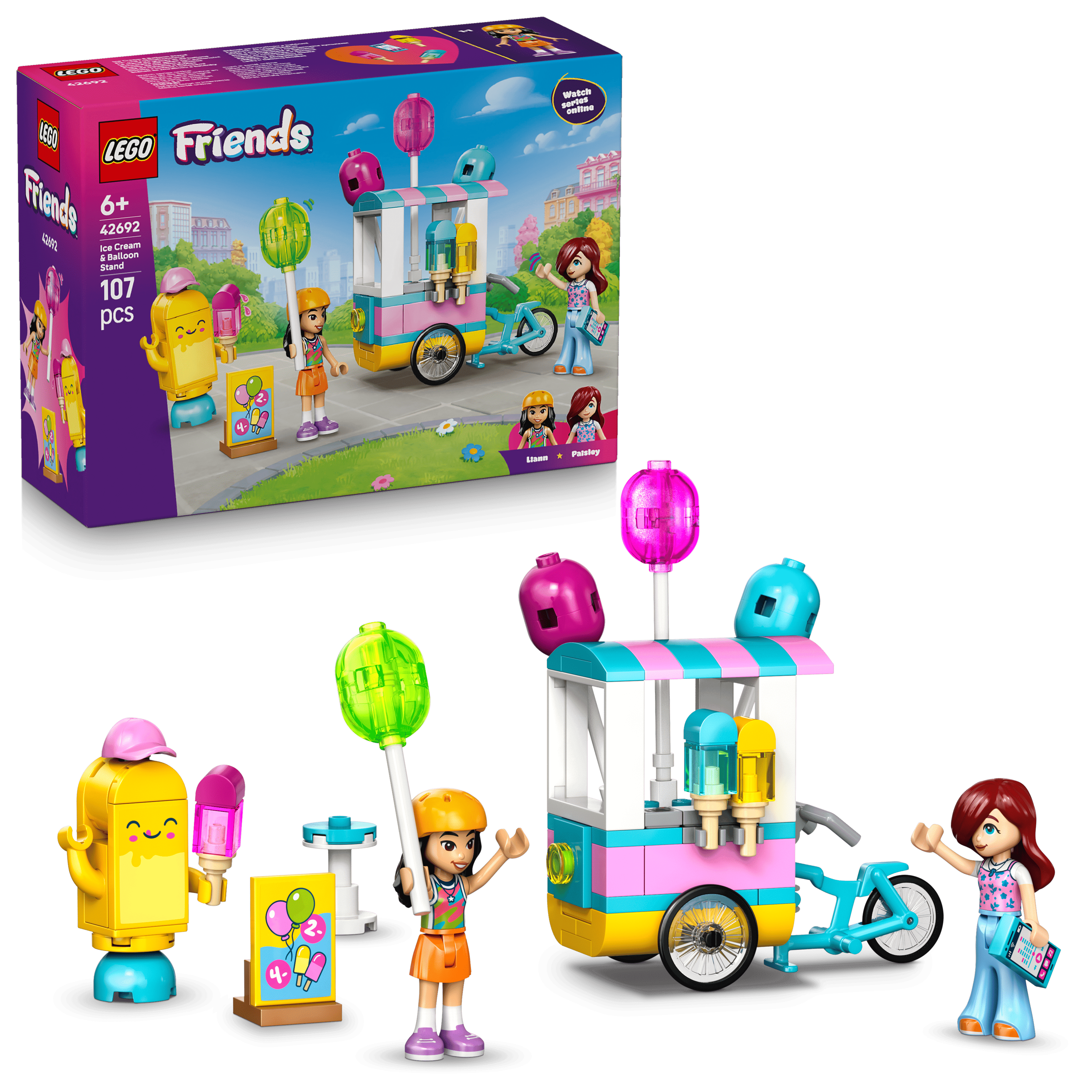LEGO® Friends Dondurma ve Balon Standı 42692 - 6 Yaş Üzeri Çocuklar için Minifigür İçeren Yaratıcı Oyuncak Yapım Seti (107 Parça)