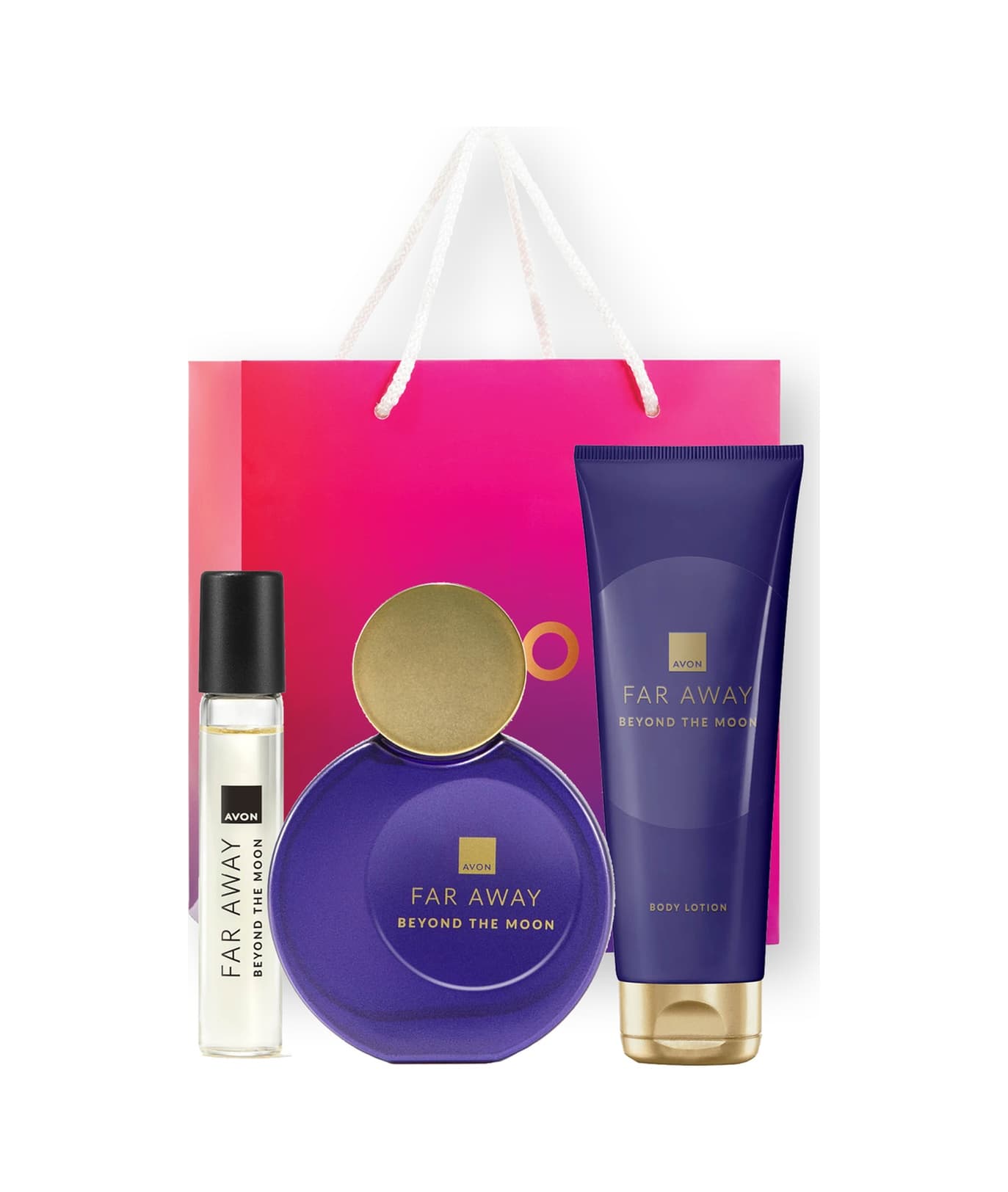 Avon Far Away Beyond The Moon Kadın Parfüm EDP 50 ML + Far Away Beyond The Moon Kadın Parfüm EDP 10 ML + Vücut Losyonu 125 ML + Çanta
