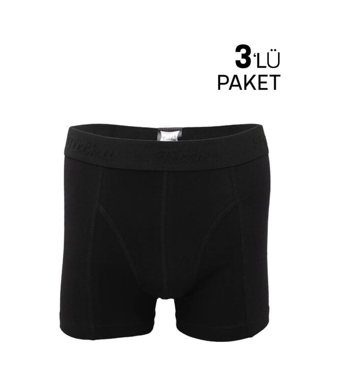 Tutku Erkek Elastan Likralı Boxer 3 Lü 114 | Siyah (556933858)