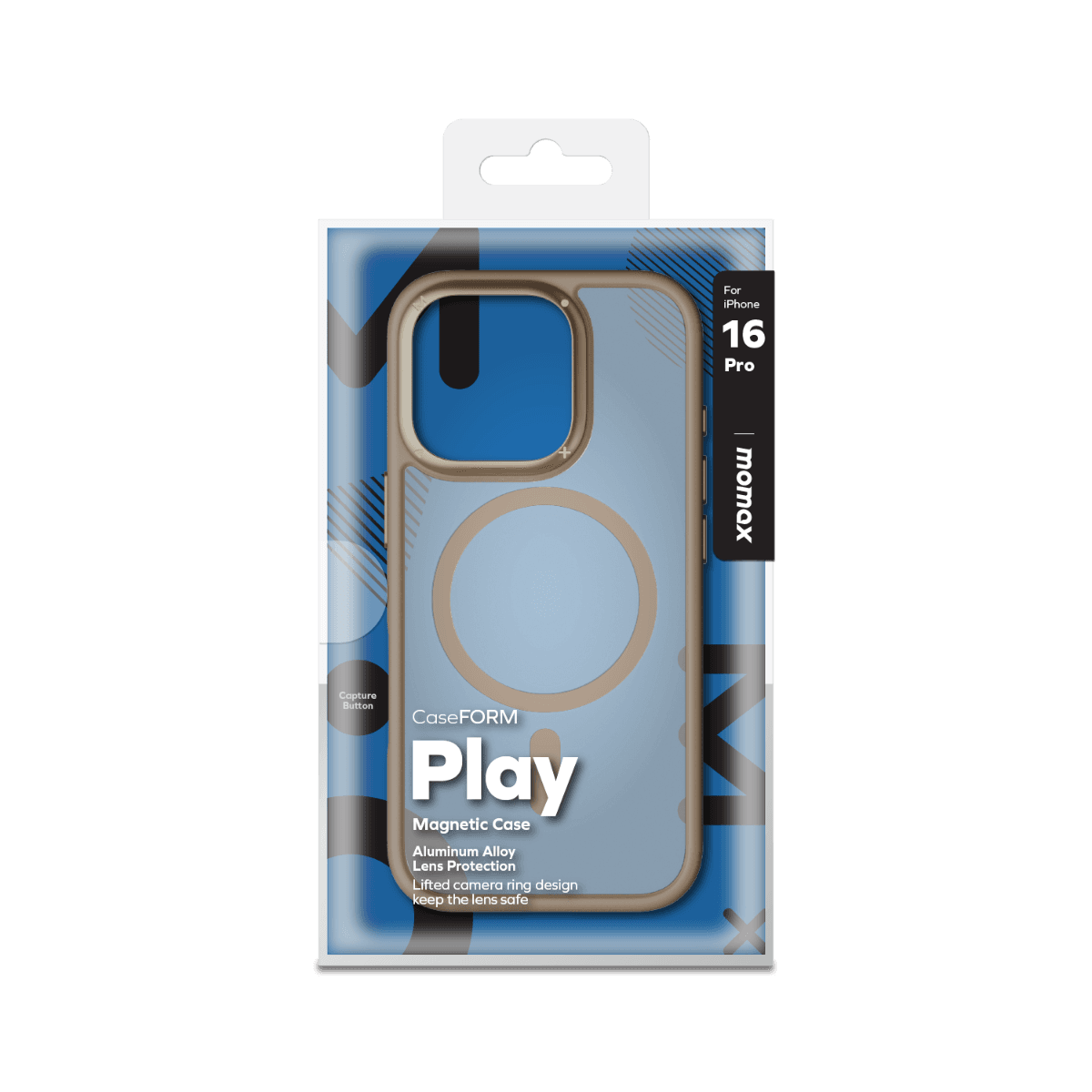 Momax Play CaseForm Apple Uyumlu iPhone 16 Pro Magsafe Kılıf Altın