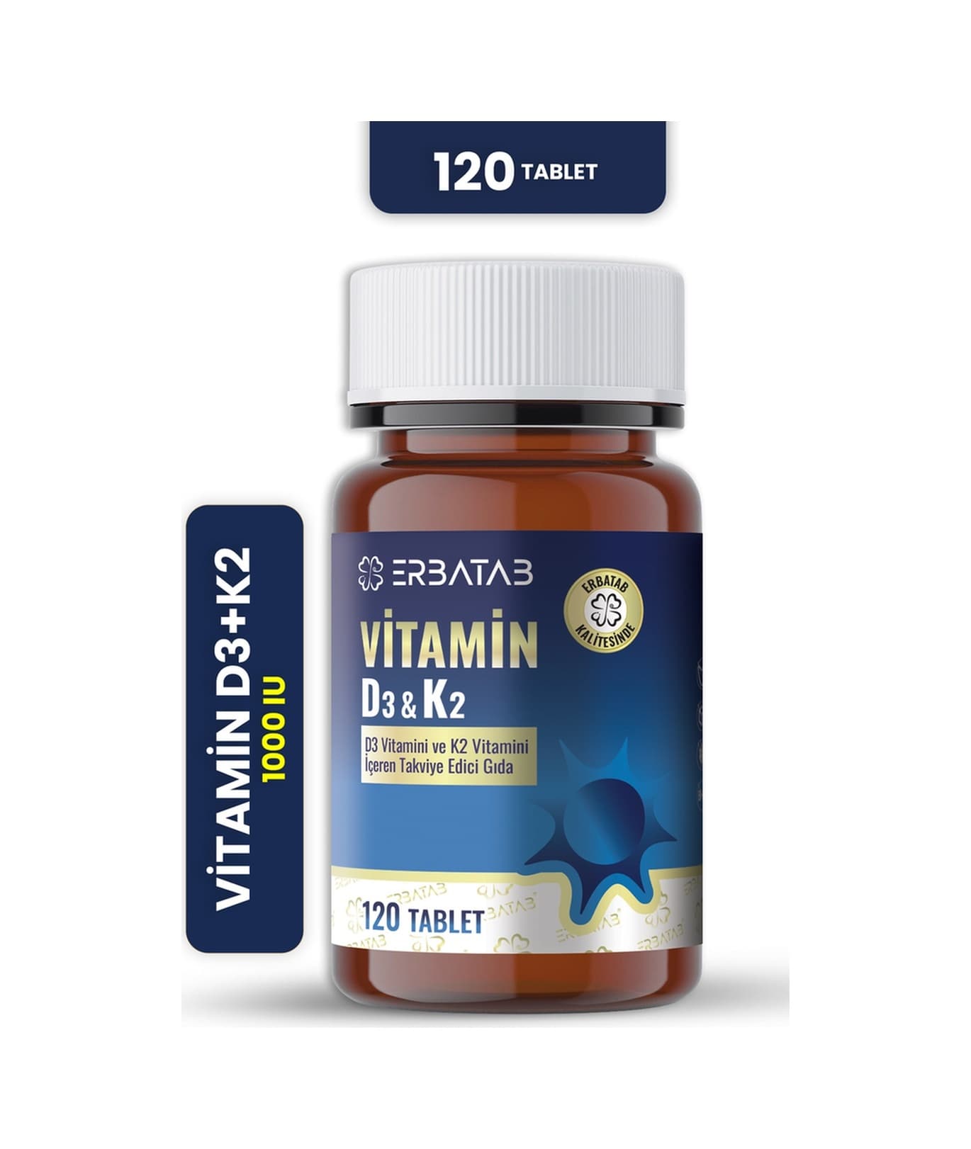 Erbatab D3 Vitamini Ve K2 Vitamini İçeren Takviye Edici Gıda 120 Tablet