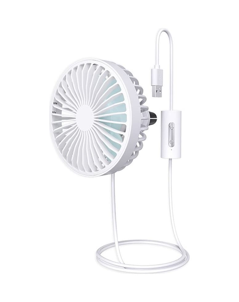 Araç Oto Havalandırma Taşınabilir 3 Kademe Işıklı Fan Vantilatör F829 Beyaz