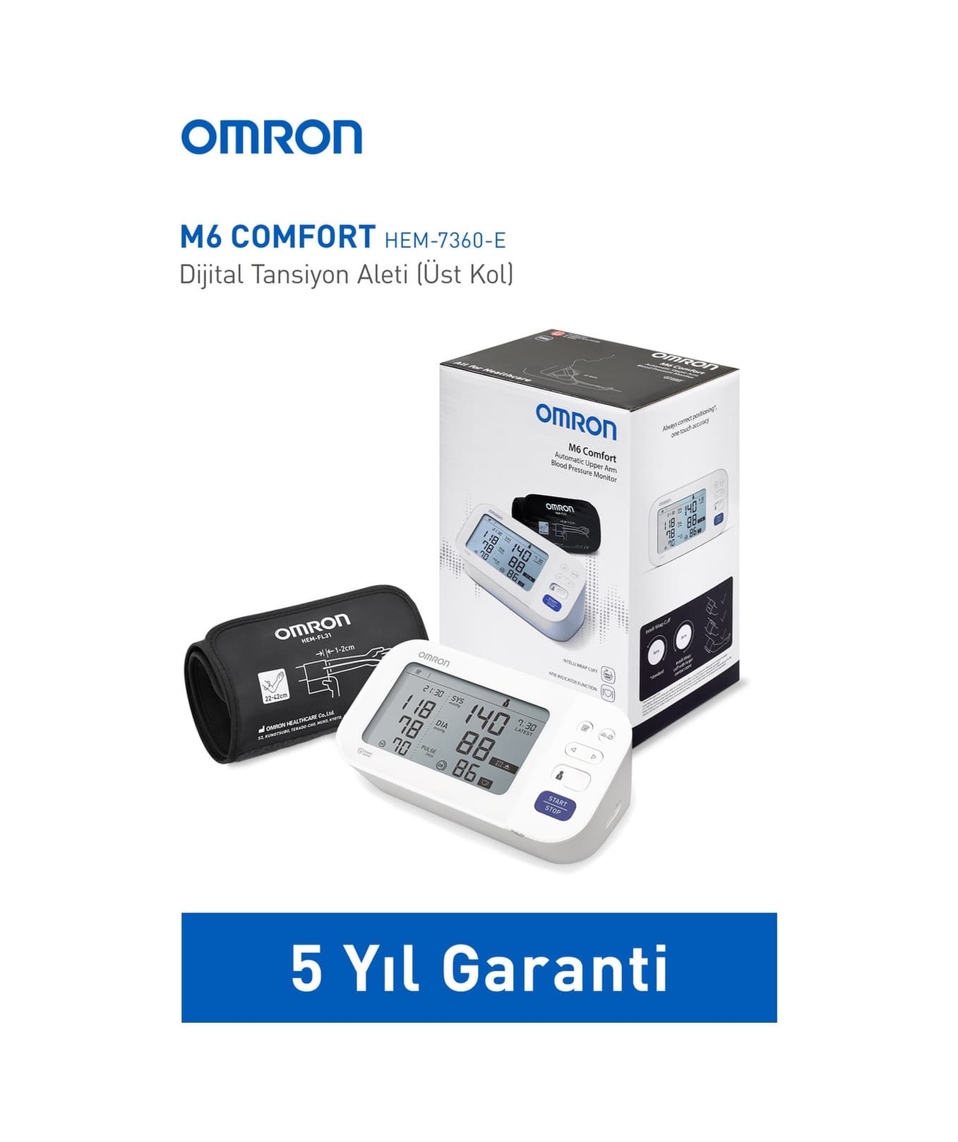 Omron M6 Comfort AFib HEM-7380-E Koldan Ölçer Tansiyon Aleti