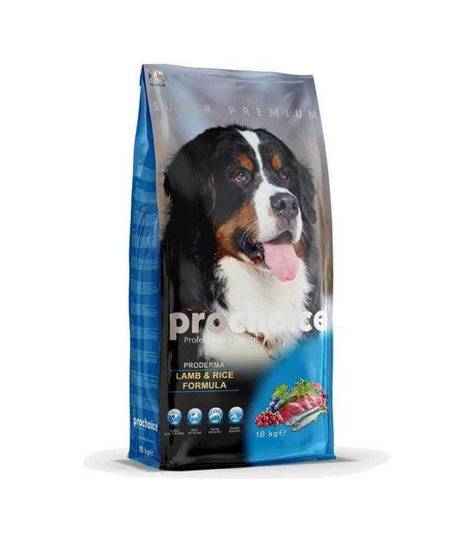Prochoice Proderma Kuzu Etli Pirinçli ve Balıklı Yetişkin Köpek Maması 18 KG