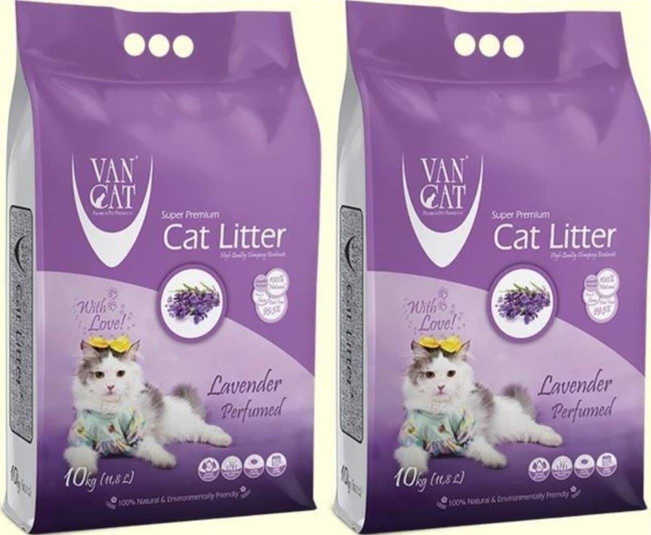 Vancat Lavanta Kokulu İnce Bentonit Kedi Kumu 2 x 10 KG