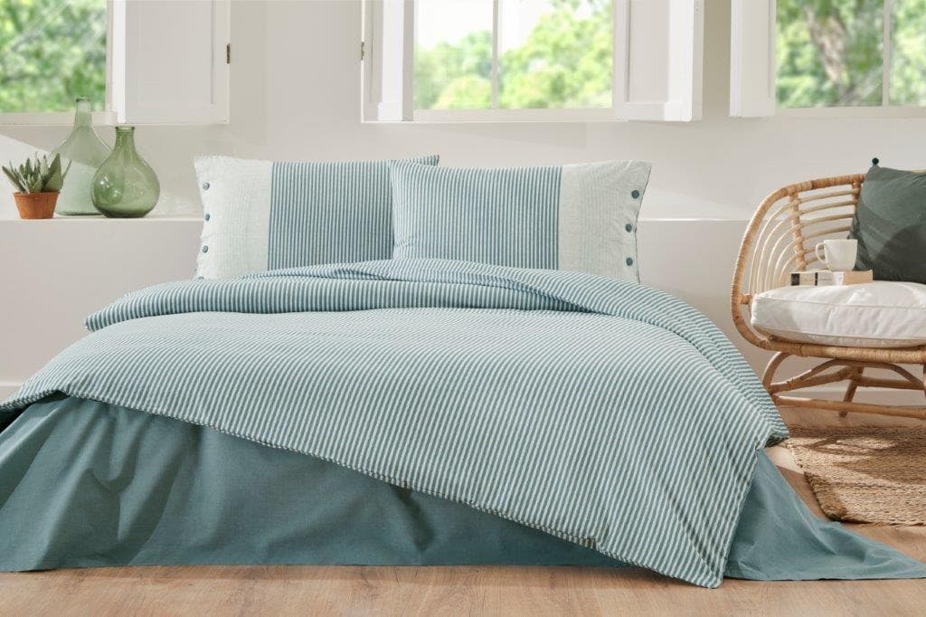 Özdilek Nevresim Takımı Ranforce 57 Tel Çift Kişilik Mavı Natural Lıne Mavi
