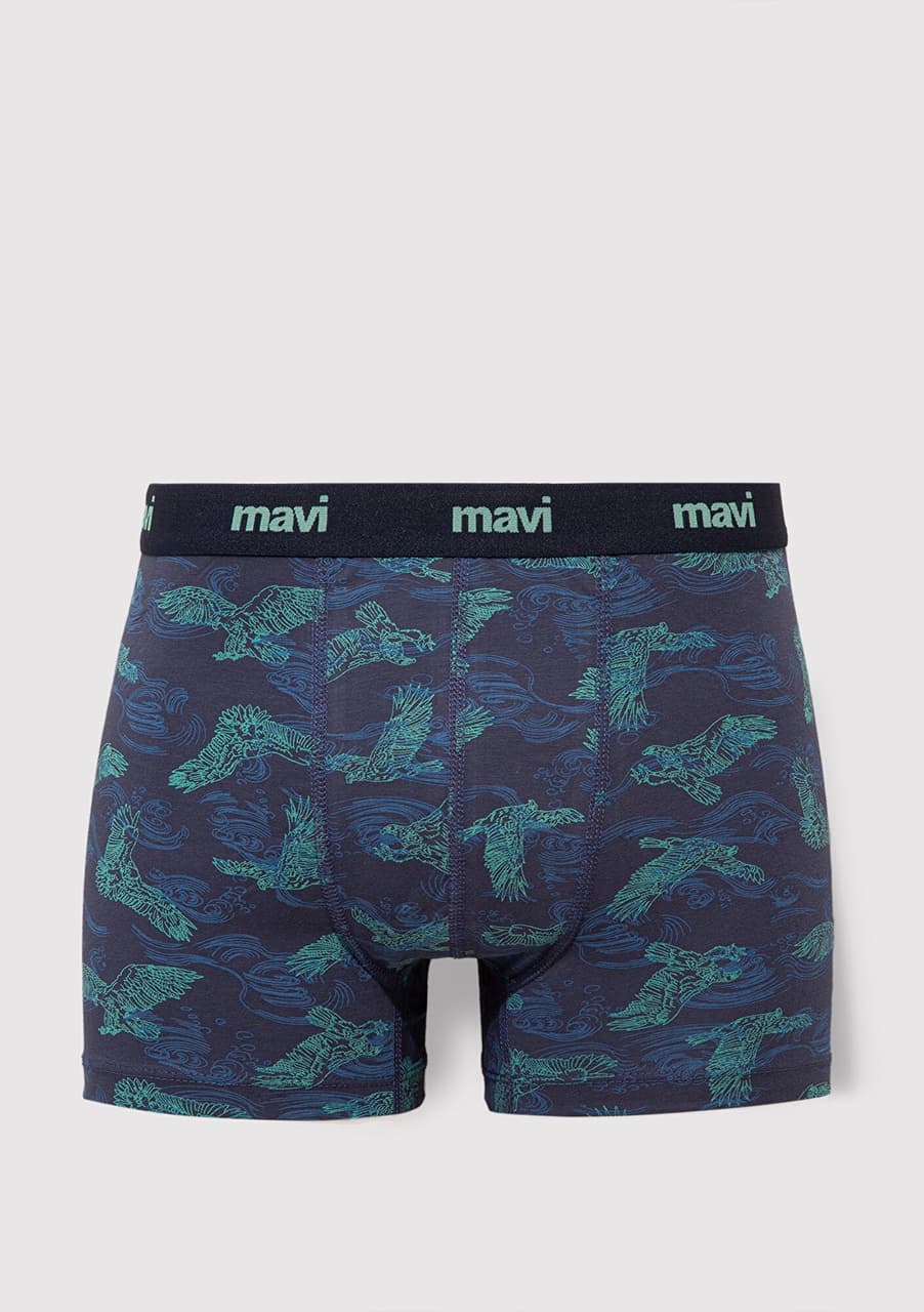 Mavi - Kartal Baskılı Lacivert Boxer 092434-33482 Mavi