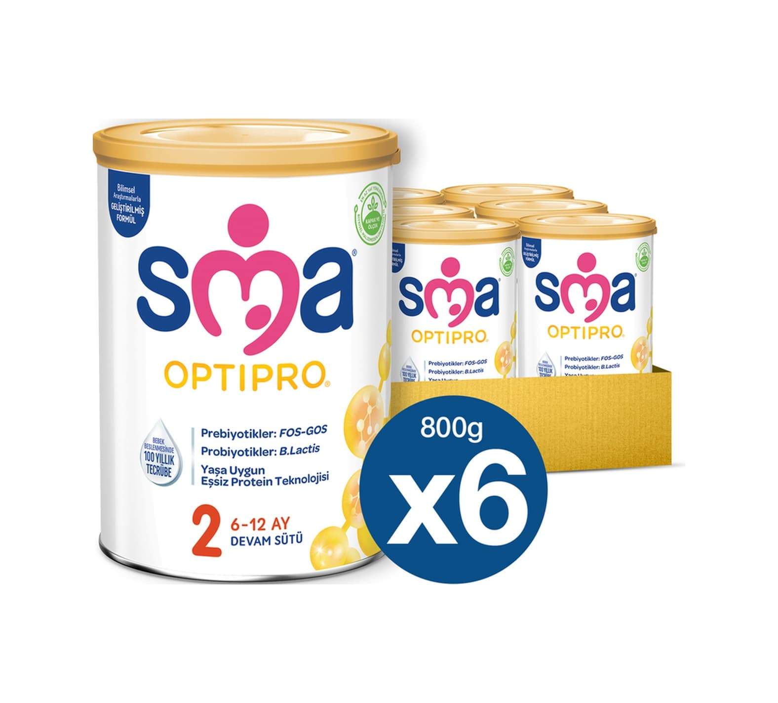 SMA Optipro 2 Probiyotik Devam Sütü 800 G 6 Adet