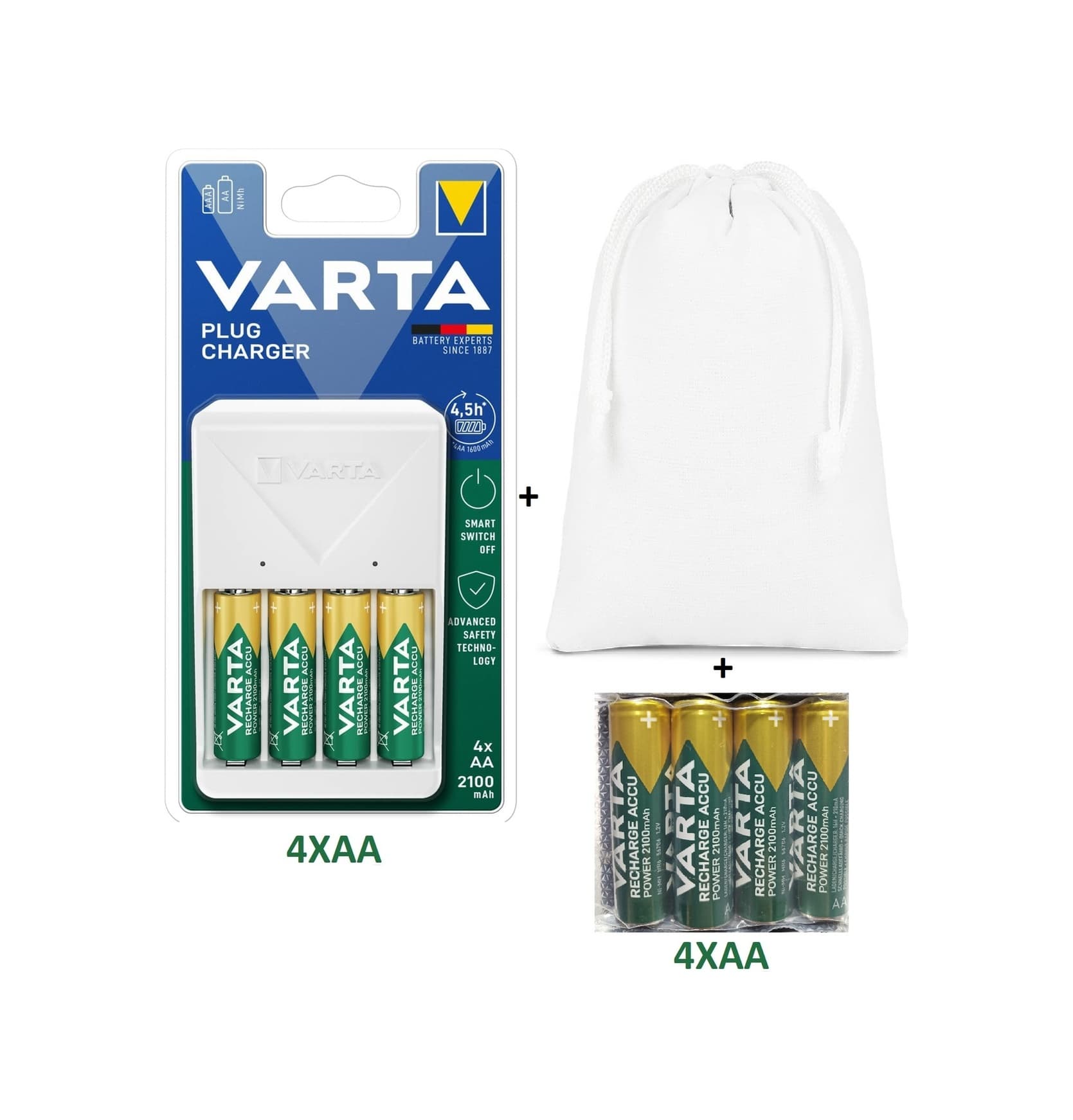 Varta Plug (PROMO ) Şarj Cihazı+8x2100mAh AA Şarjlı Kalem+ÇANTA