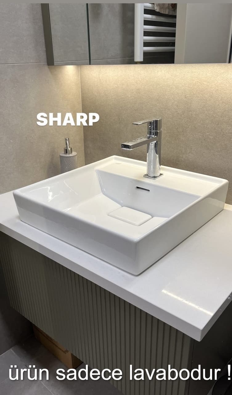 Turkuaz Seramik Cerastyle Sharp 60 x 48 CM Etajerli Lavabo
