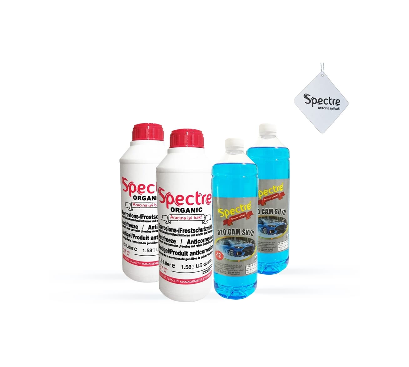 '-40Spectrekırmızı Antifriz 1.5 Lt 2 Adet Cam Suyu 1 Lt 2 Adet