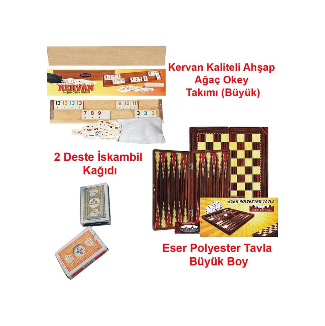 Özel Oyun Seti Okey Takımı + Tavla + Iskambil