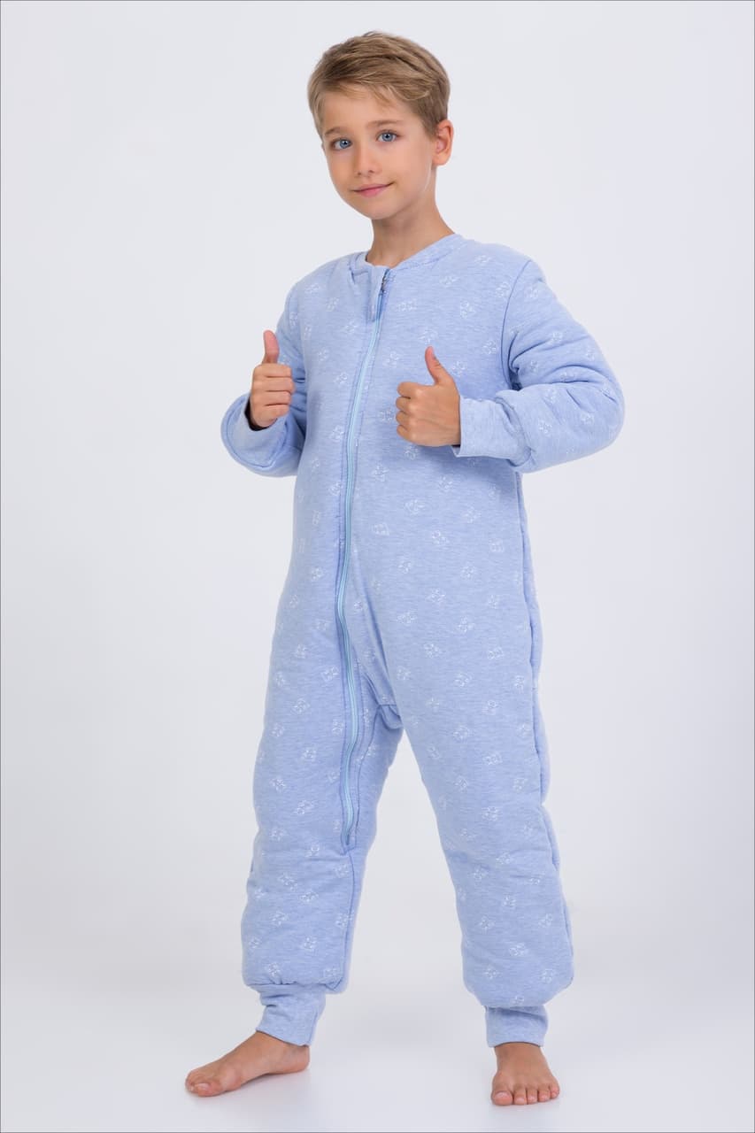 Cantoy Erkek Çocuk Kalın Elyaf Dolgulu Premium Kalite 2.5 Tog Desenli Uyku Tulumu-mavi-beyaz Beyaz - Mavi