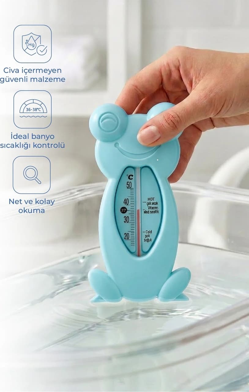 Babyjem Cıvasız Kurbağa Banyo Oda Termometresi Turkuaz