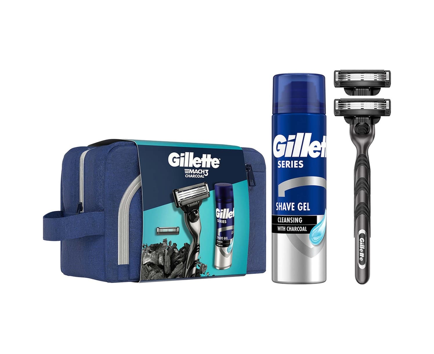 Gillette Mach3 Charcoal 2Up & Charcoal Series Jel 200ML + Çanta