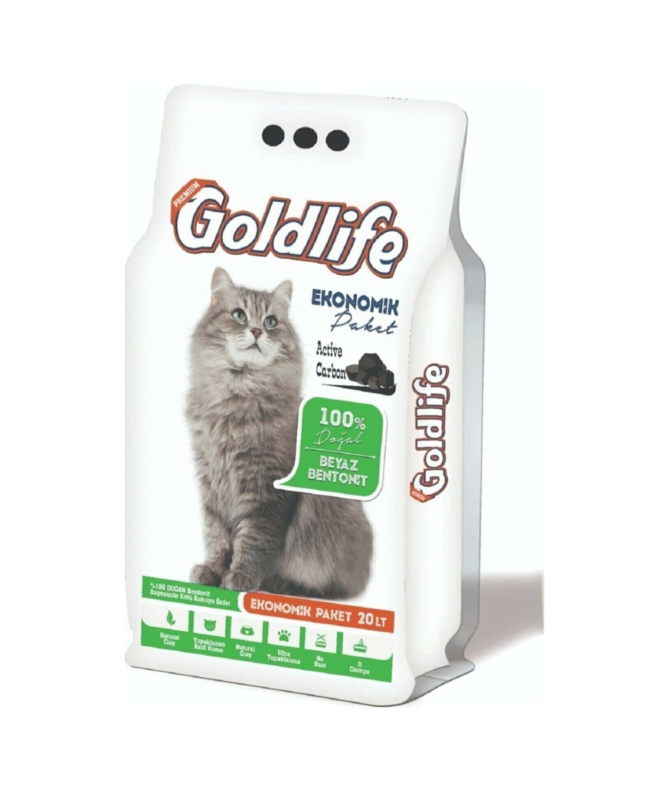 Goldlife Active Carbon İnce Topaklaşan Bentonit Kedi Kumu 20 L
