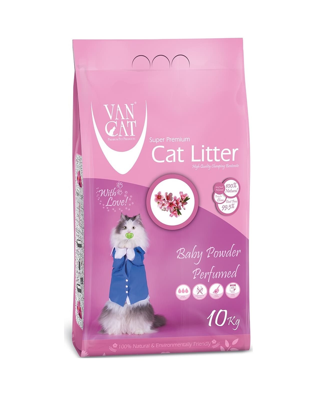 Vancat Bebek Pudrası Kokulu İnce Taneli Bentonit Kedi Kumu 2 x 10 KG