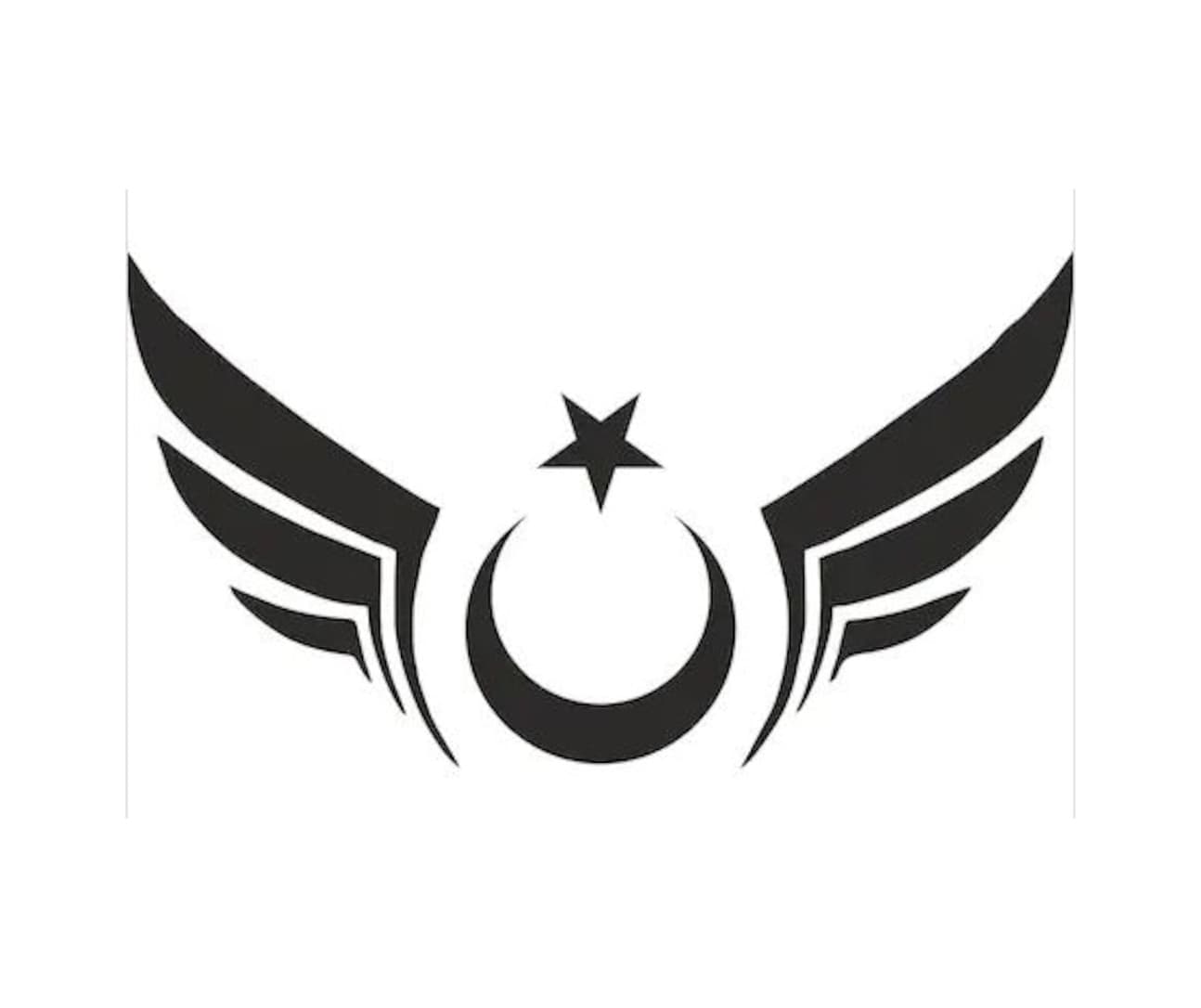 Kanatlı Türk Bayrağı Ay Yıldız Türk Sticker 01712