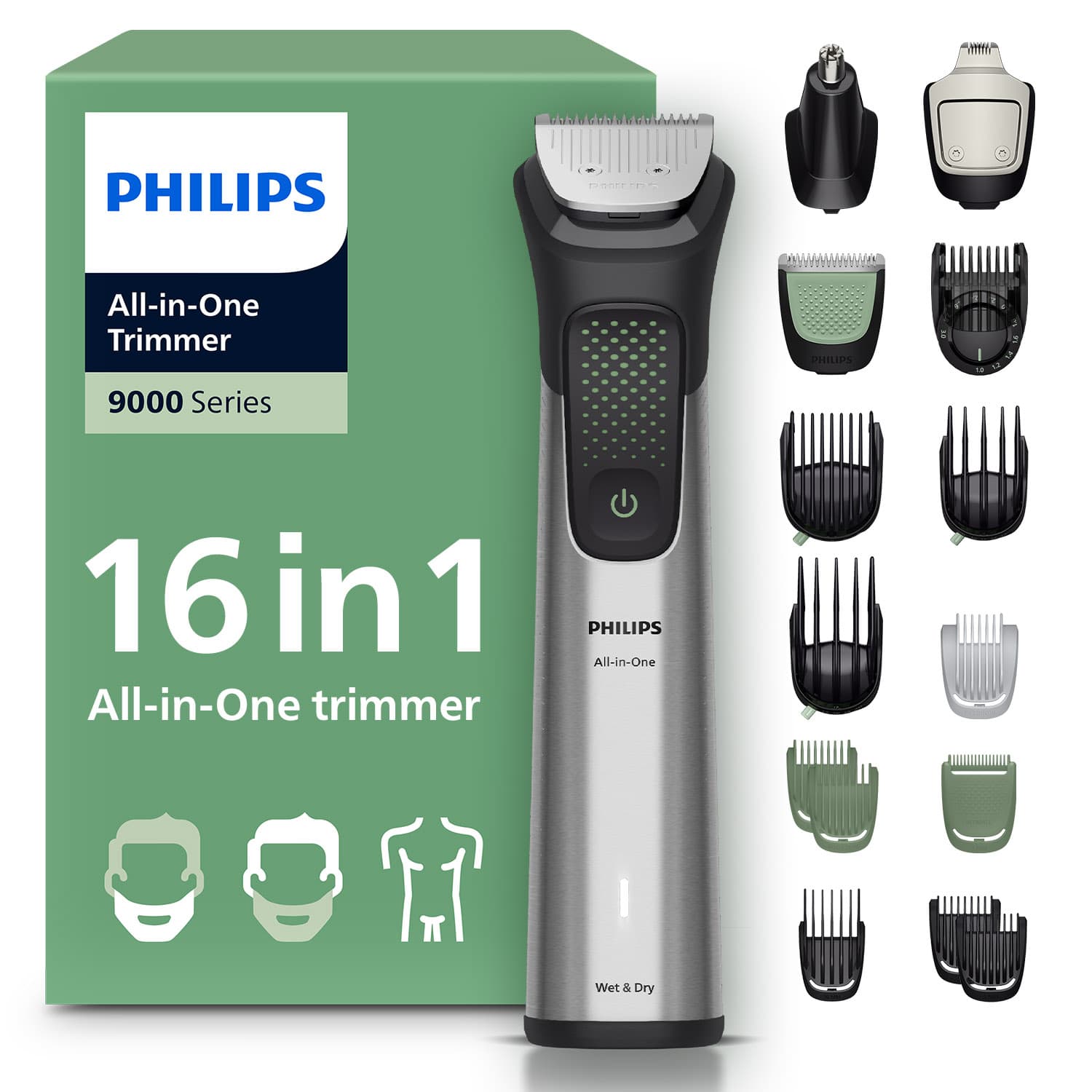 Philips 16'sı 1 Arada Erkek Bakım Seti MG9532/15-yüz/saç/vücut (ISLAK/KURU KULLANIM)