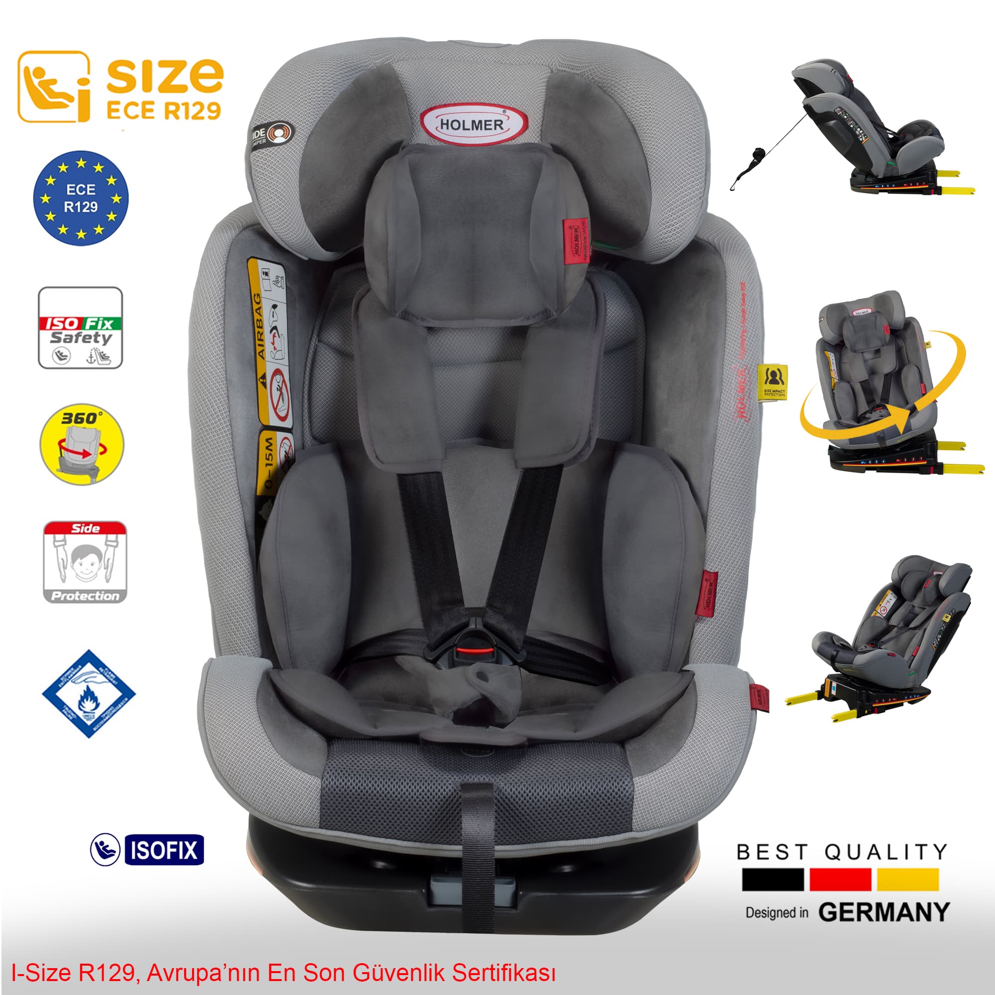 Holmer Kids Maxi Protect Aero 3D 360° Dönebilir Isofix 0 - 36 KG Oto Koltuğu