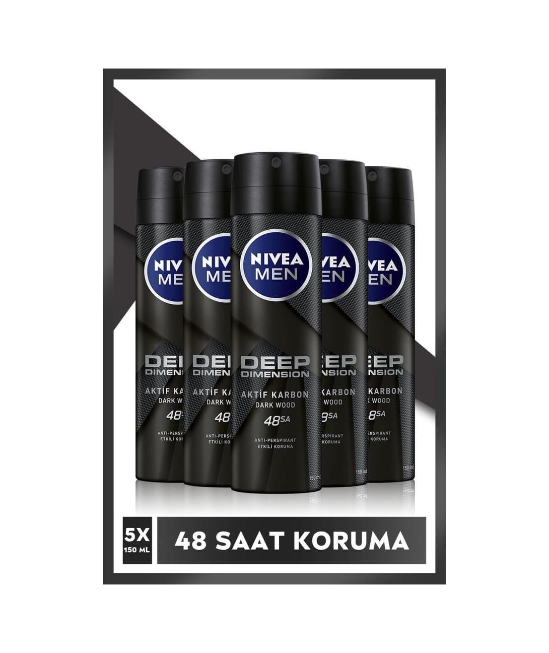 Nivea Men Deep Dimension Erkek Sprey Deodorant 5 x 150 ML