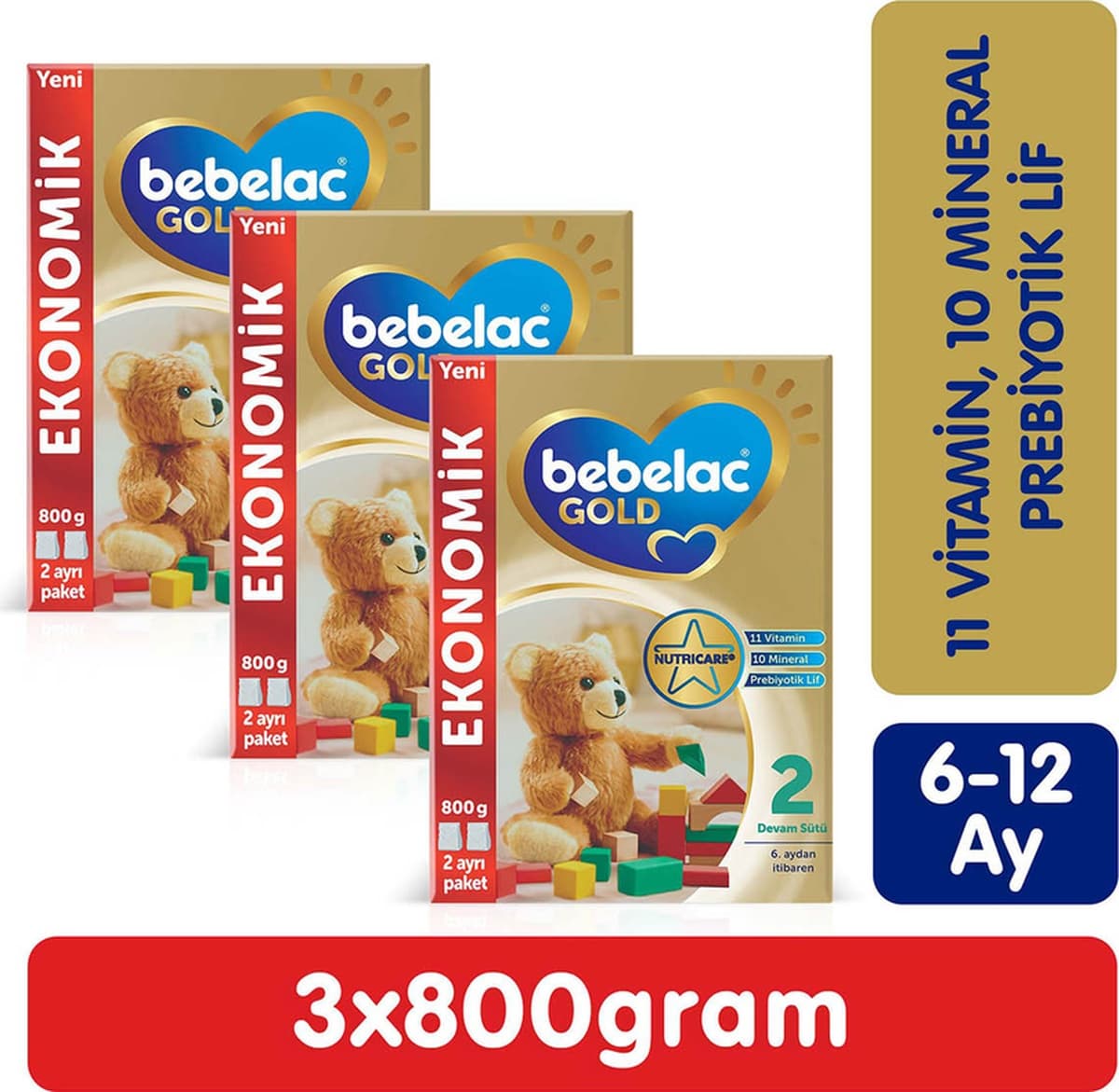 Bebelac Gold 2 Devam Sütü 6-9 Ay 800 G x 3 Adet 2400 G