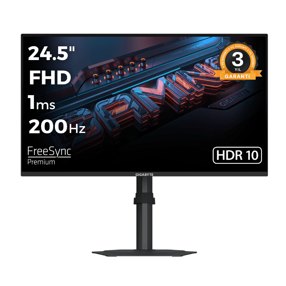Gigabyte G25F2 24.5" 1 ms Full HD Pivot IPS 200 Hz Oyuncu Monitörü