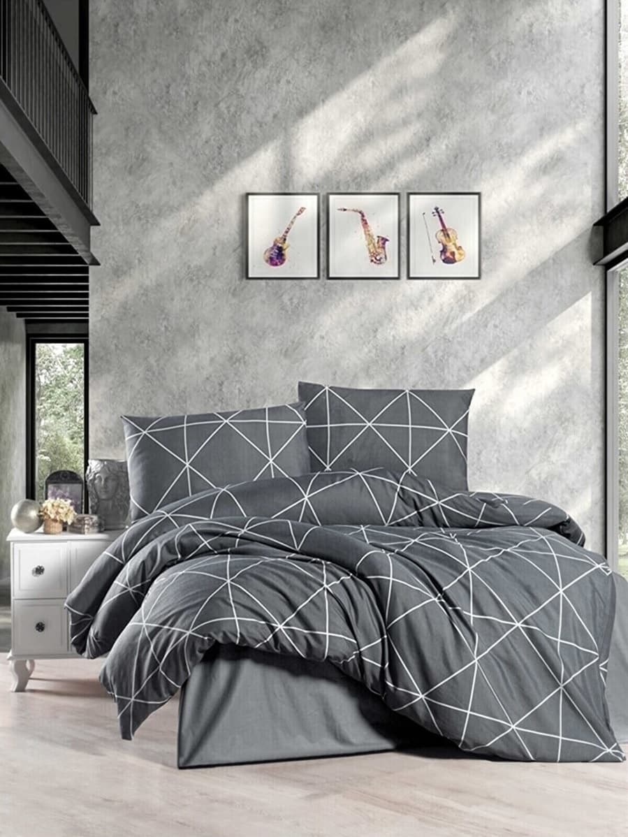 Mulberry Pandora Lastikli Çarşaflı Nevresim Takımı Çift Kişilik 200 x 220 Gri