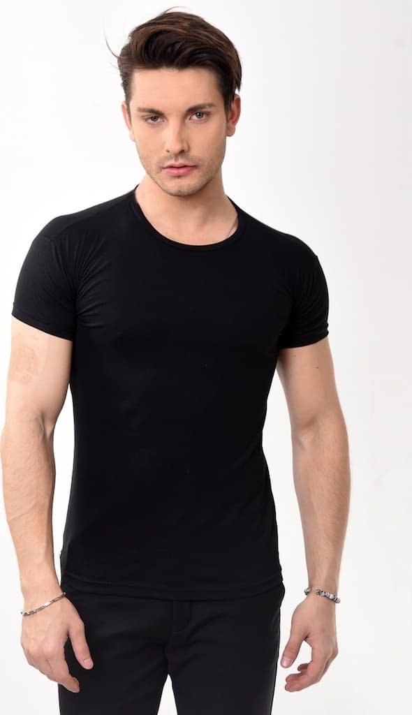 Erkek Slim Fit Bisiklet Yaka Kısa Kollu T-Shirt Tişört 10 Renk