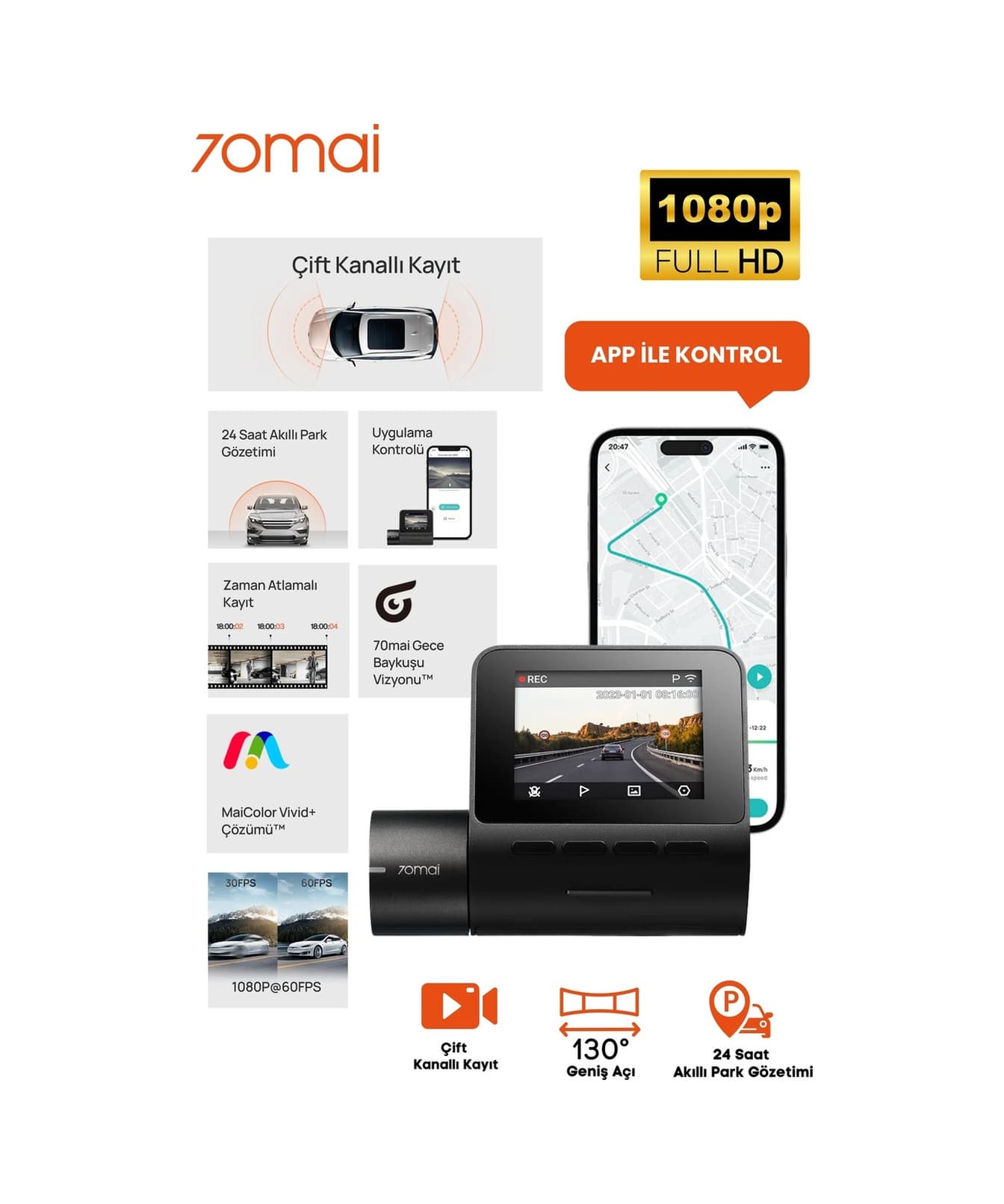 70mai Dash Cam A200 Araç İçi Kamera 2024