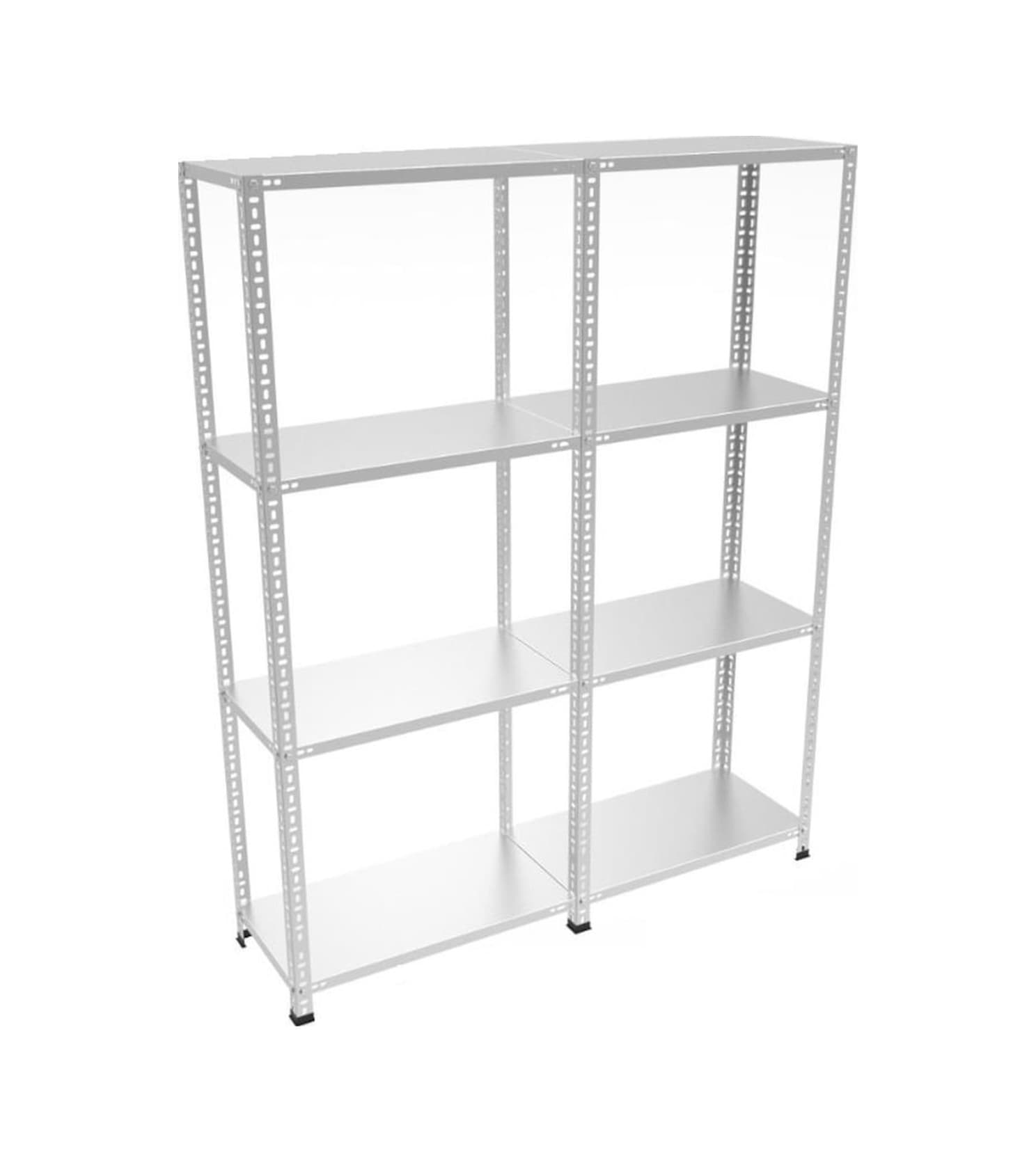 Raf Burada 4 Katlı Duble Galvaniz Çelik Raf - Depo, Arşiv, Kiler, Dosya, Market Rafı-43x60x150 cm- 1.00 mm
