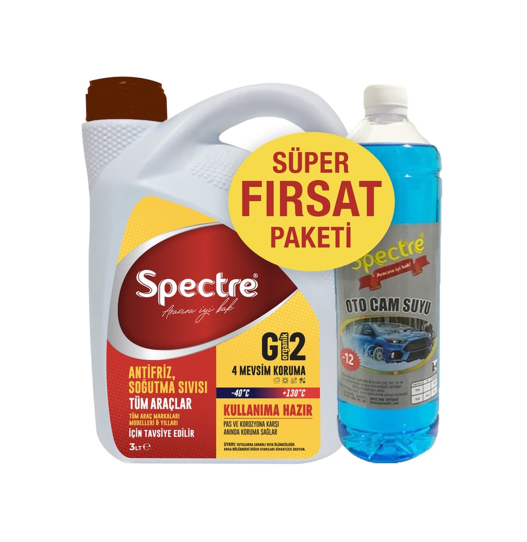Spectre G12 Kırmızı Süper -40 Antifriz + Kışlık Cam Suyu