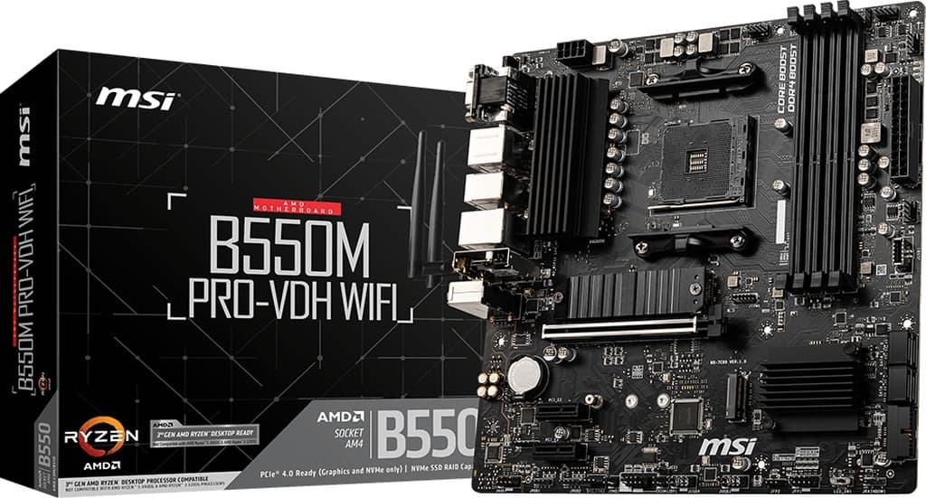 MSI B550M PRO-VDH WIFI AMD B550 4400 MHz (OC) DDR4 Soket AM4 mATX Anakart