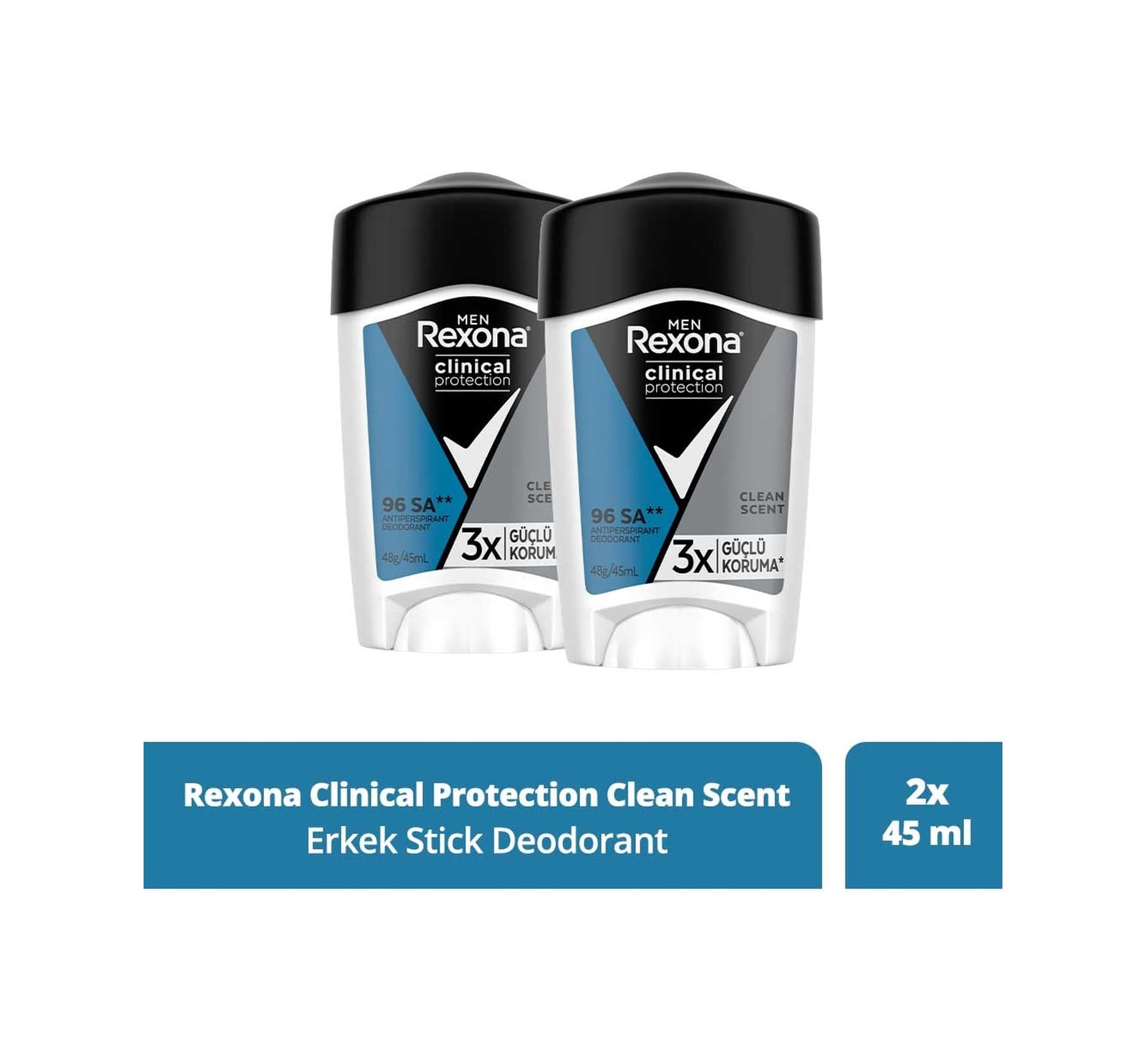 Rexona Men Clean Scent Stick Deodorant 2 x 45 ML