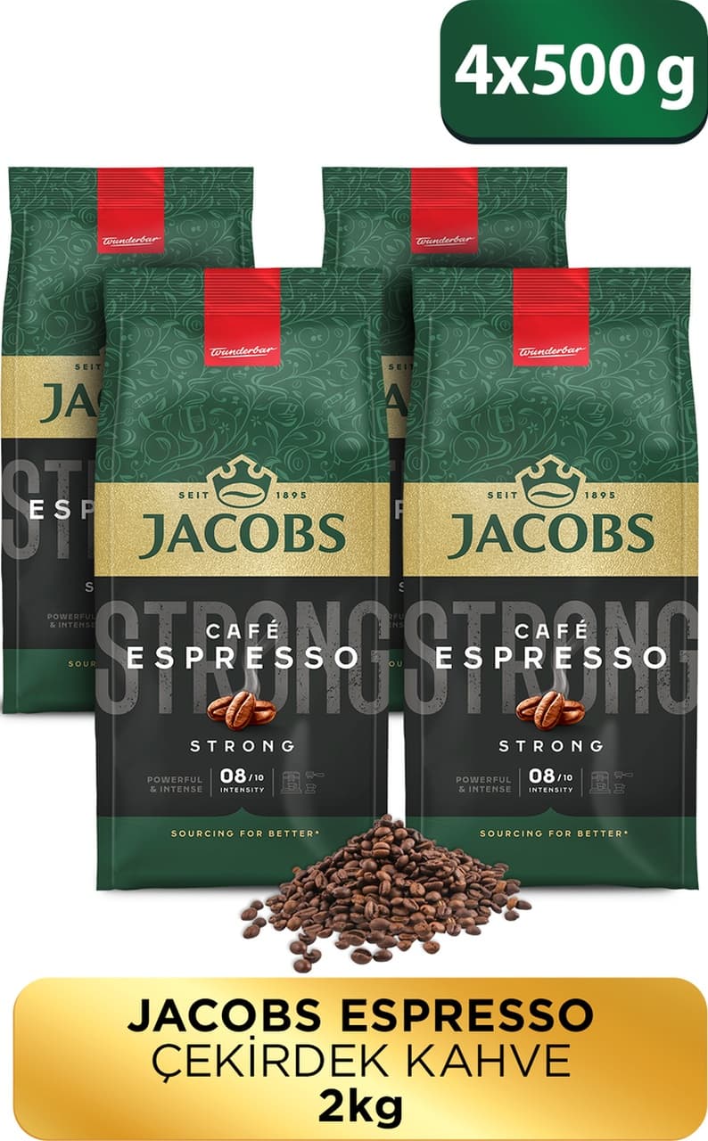 Jacobs Cafe Espresso Çekirdek Kahve 4 x 500 G