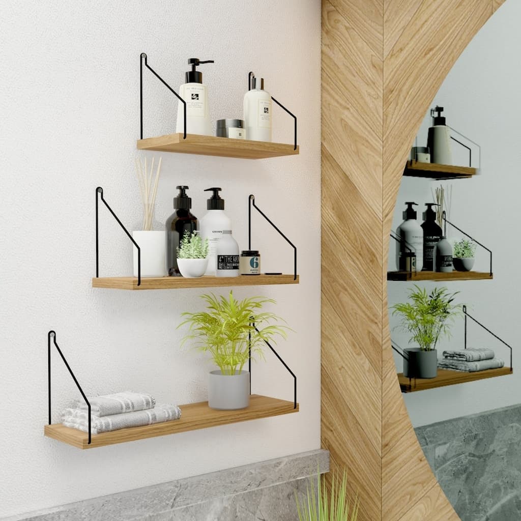 Roomiehome Catchme Mutfak Banyo Yaşam Alanı Duvar Rafı Kitaplık 3'lü Set - 445233612