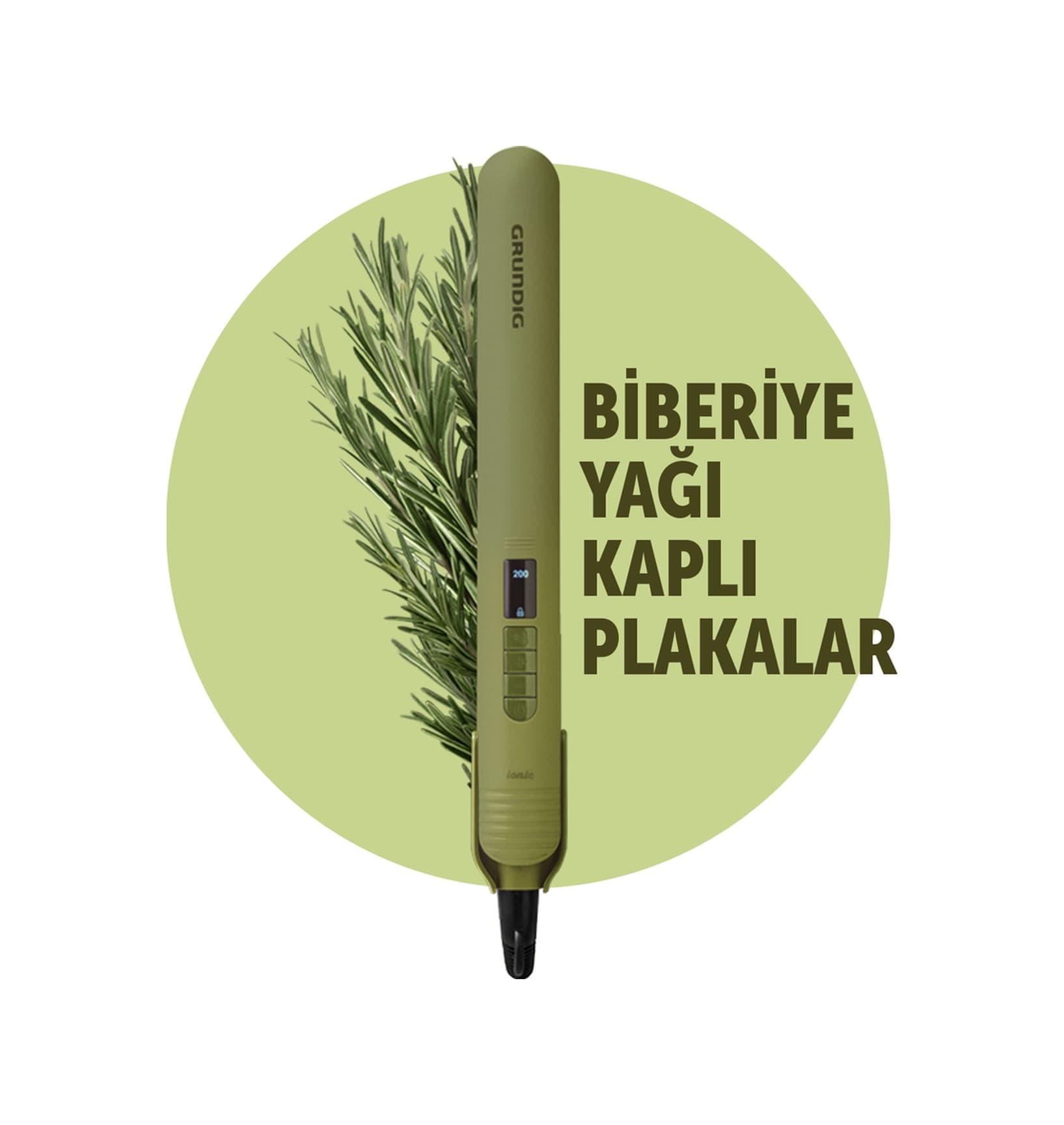 Grundig Hs 7031 Botanika Biberiye Yağı Kaplı Plakalı İyonik Saç Düzleştirici