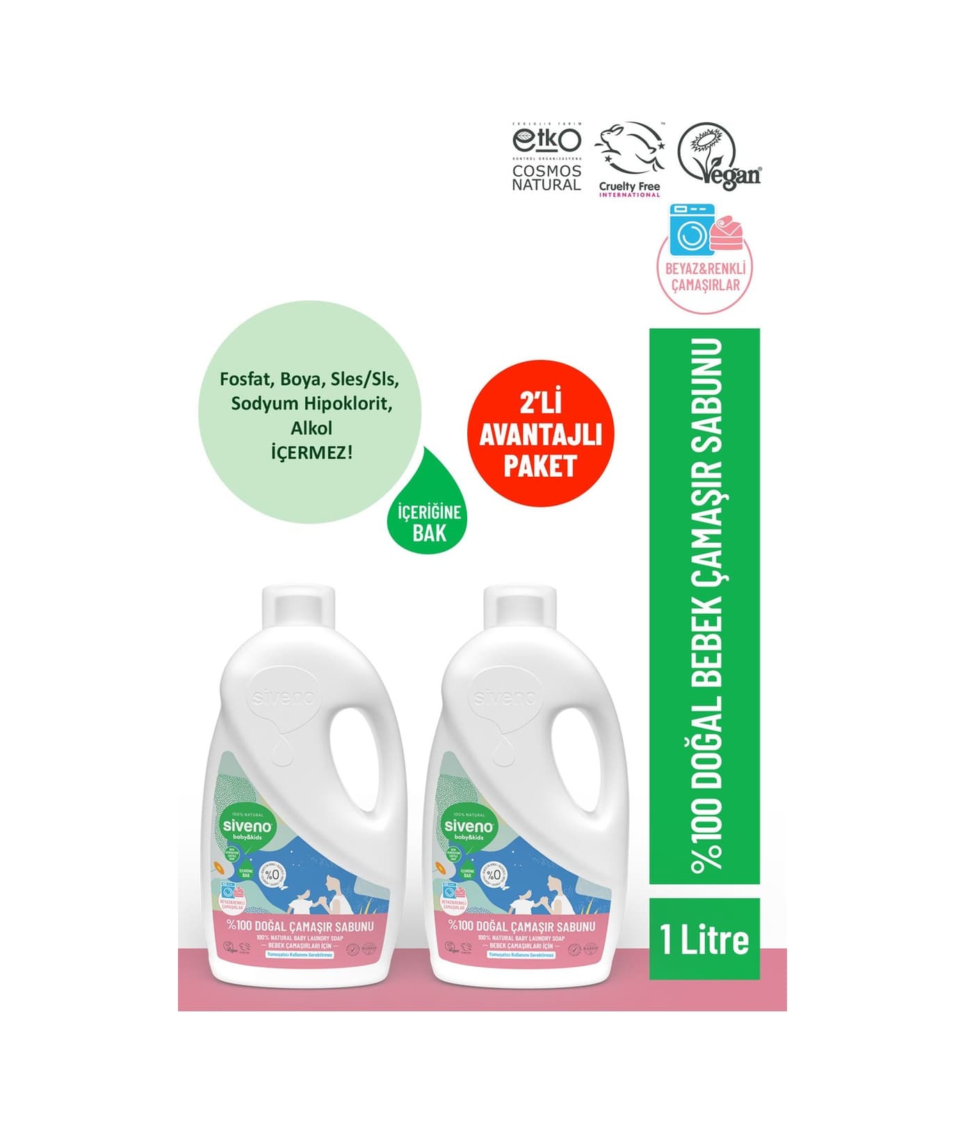 Siveno Baby Doğal Çamaşır Sabunu 1000 Ml 2 Adet