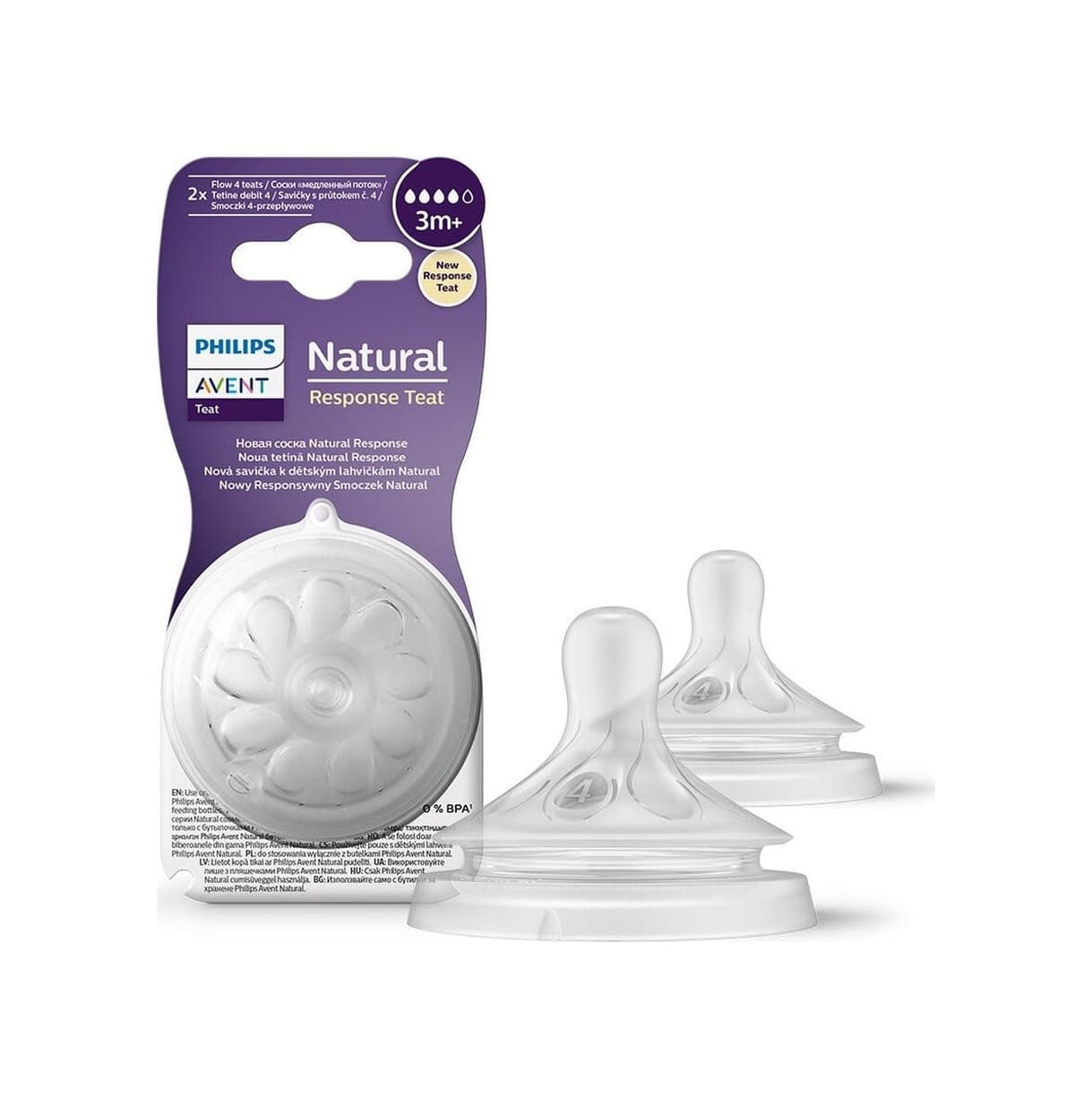 Philips Avent Natural Response 2'li Biberon Emziği, 4 Numara, 3 Ay+