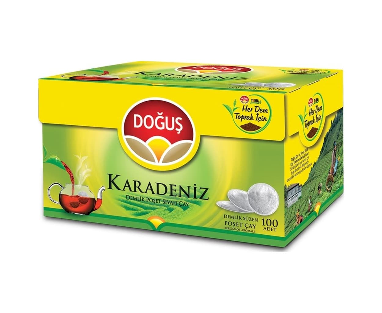 Doğuş Karadeniz Bergamot Aromalı Siyah Süzen Demlik Poşet Çay 100 x 3.2 G