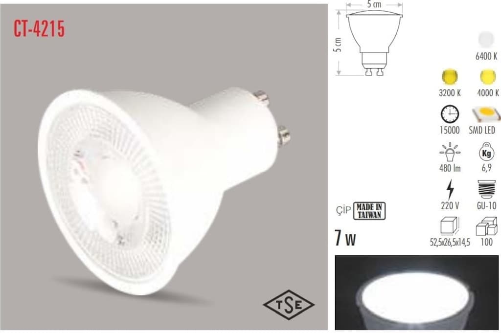 Cata Ct-4215 7W Çanak Led Ampul Gu-10 Duy Lamba (498773733)